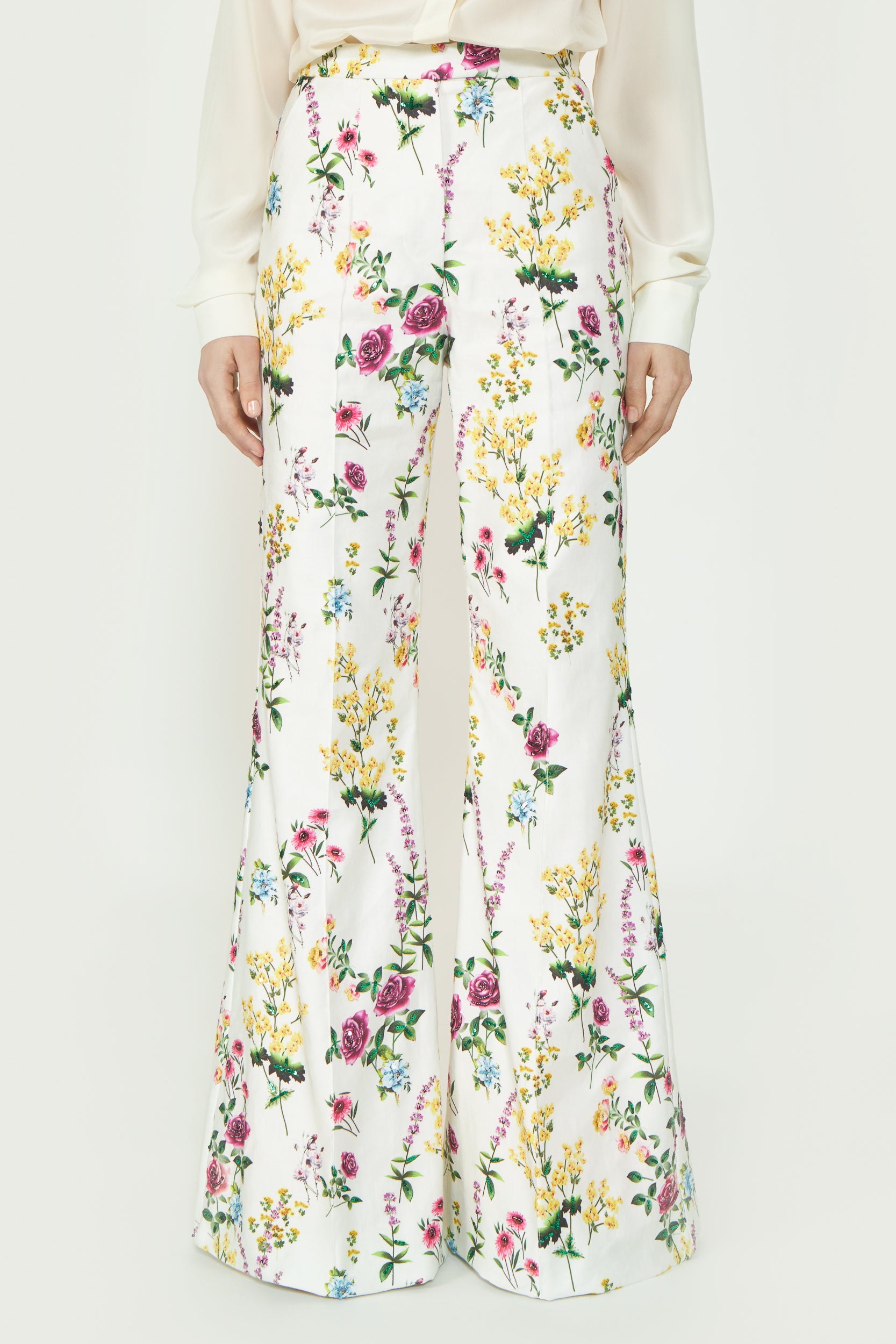 Taisia Floral Cotton Twill Trousers