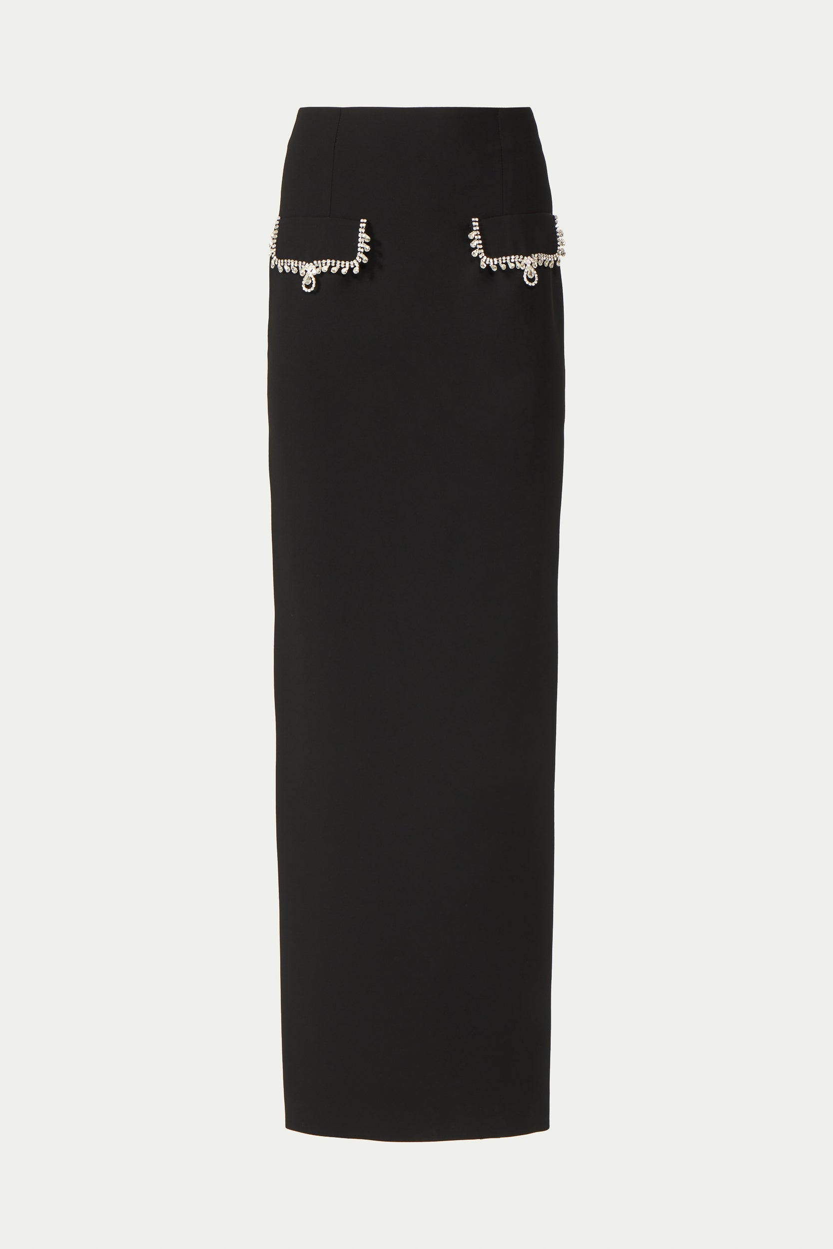 Stara Crepe Crystal Chain Pencil Skirt