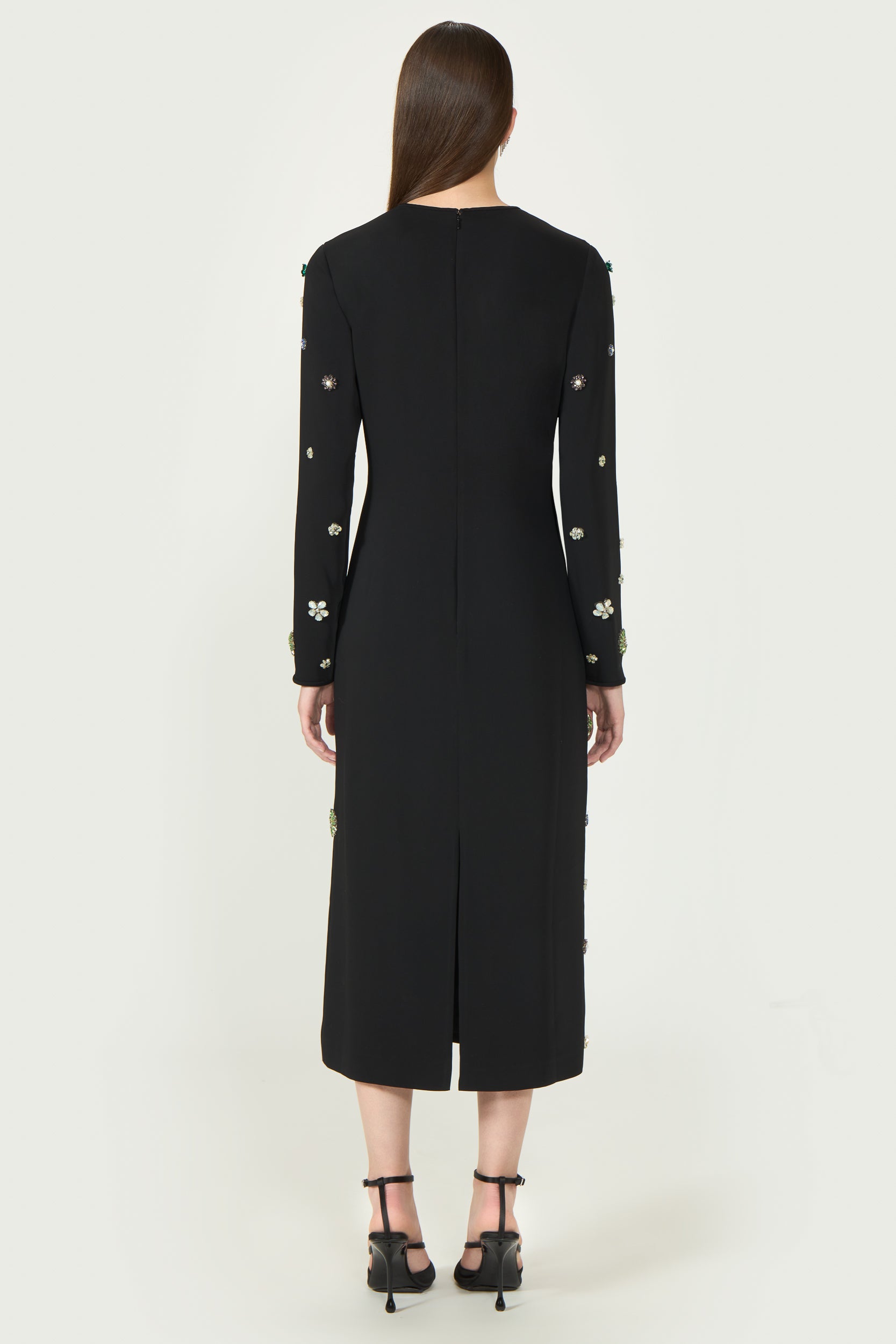 Brionka Crepe Crystal Embellished Column Dress