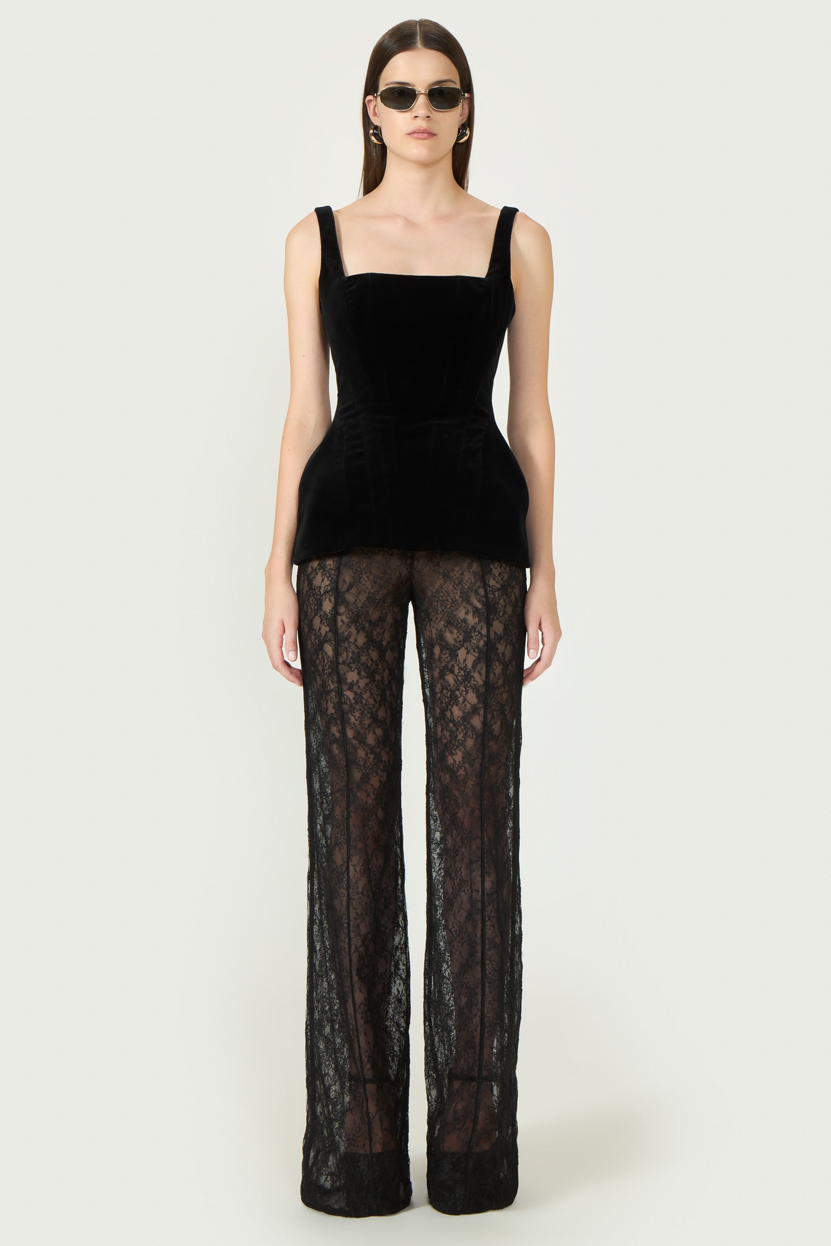 Lannie Corded Lace Wide-Leg Trousers