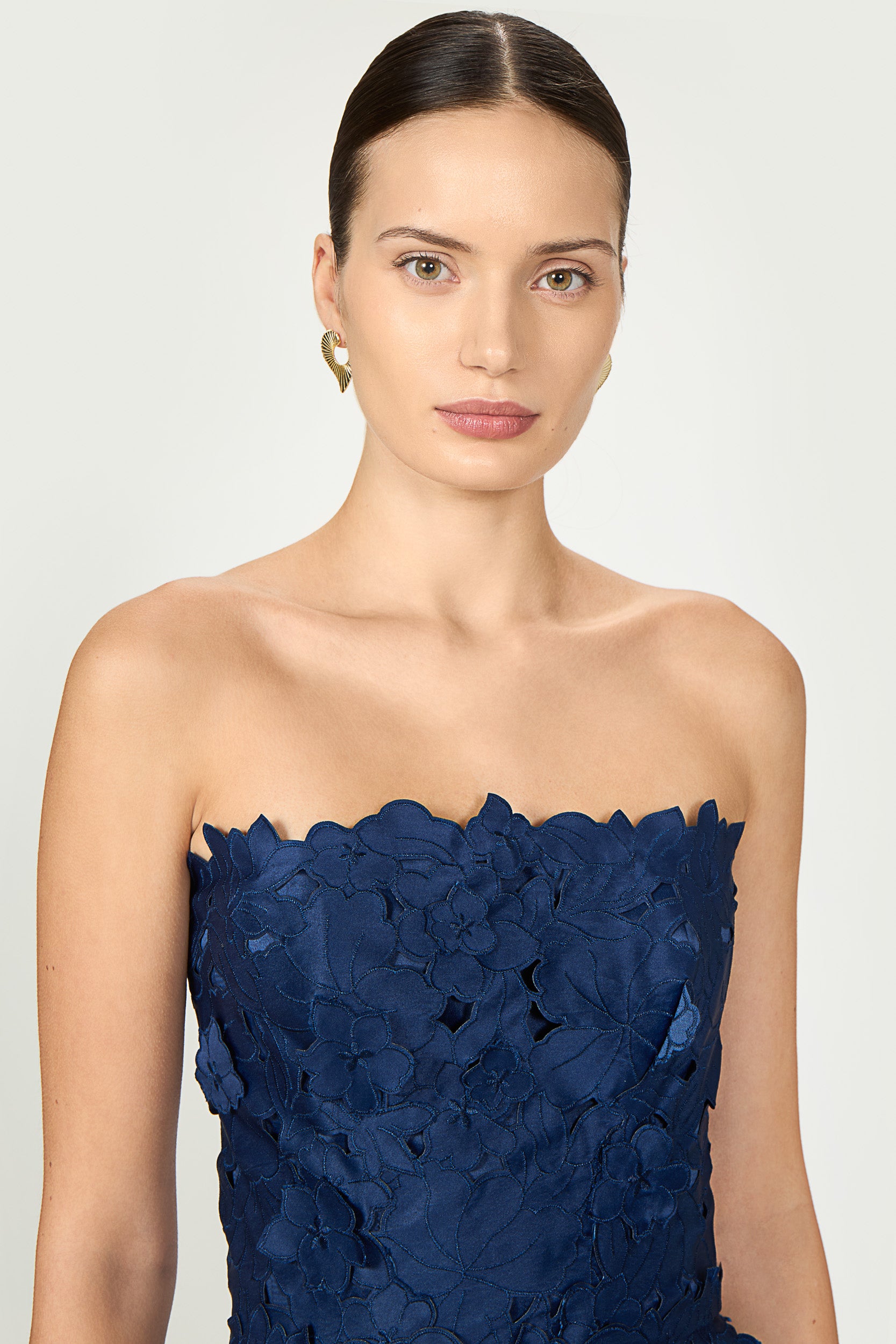 Astelle Floral-Cut Lace Strapless Dress