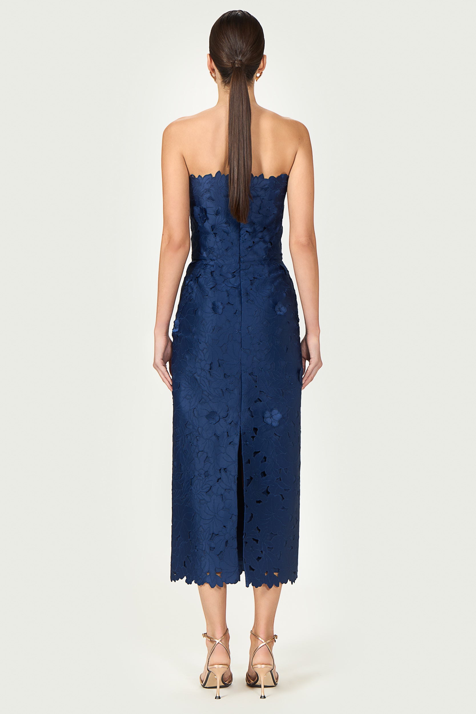 Astelle Floral-Cut Lace Strapless Dress