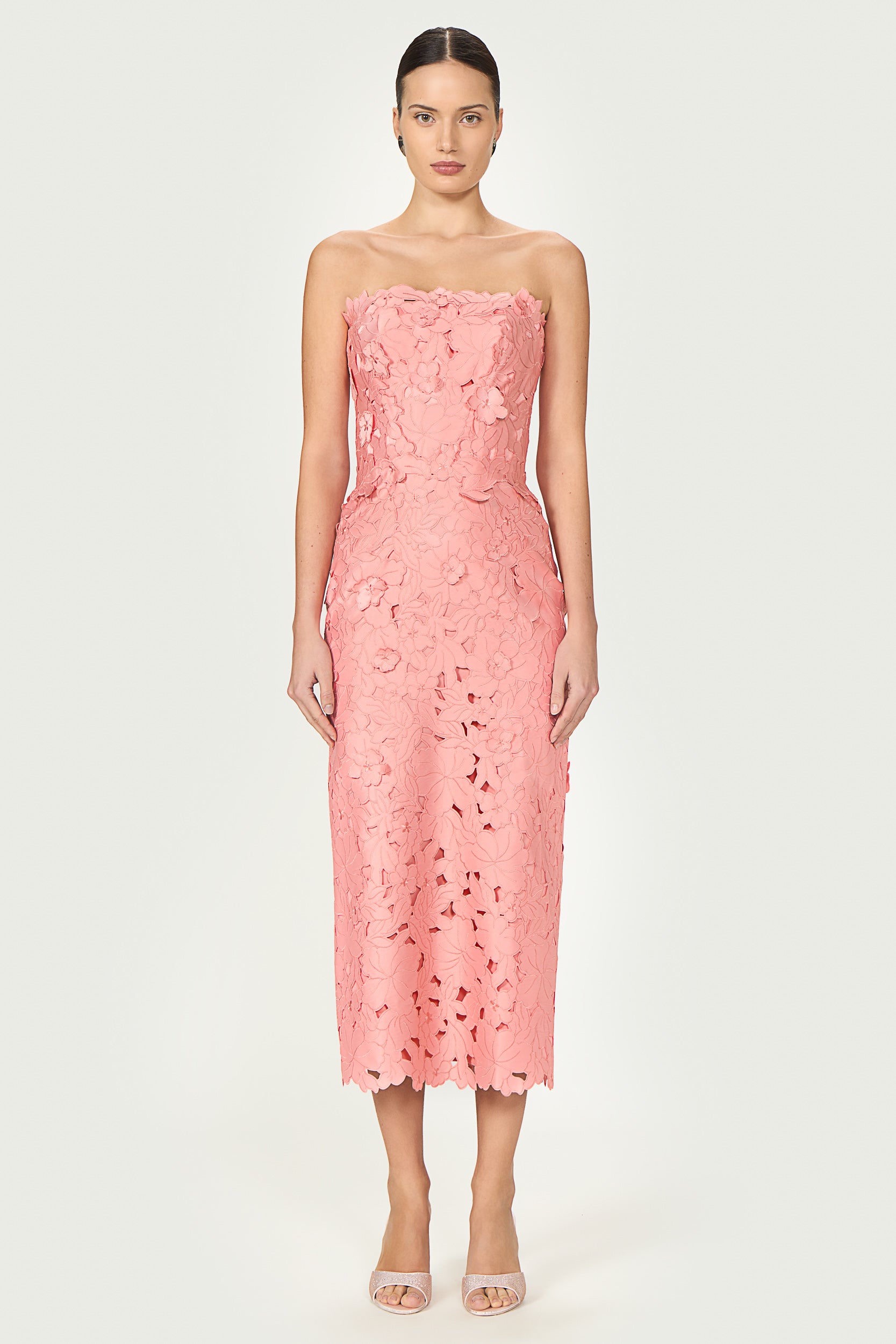 Astelle Floral-Cut Lace Strapless Dress