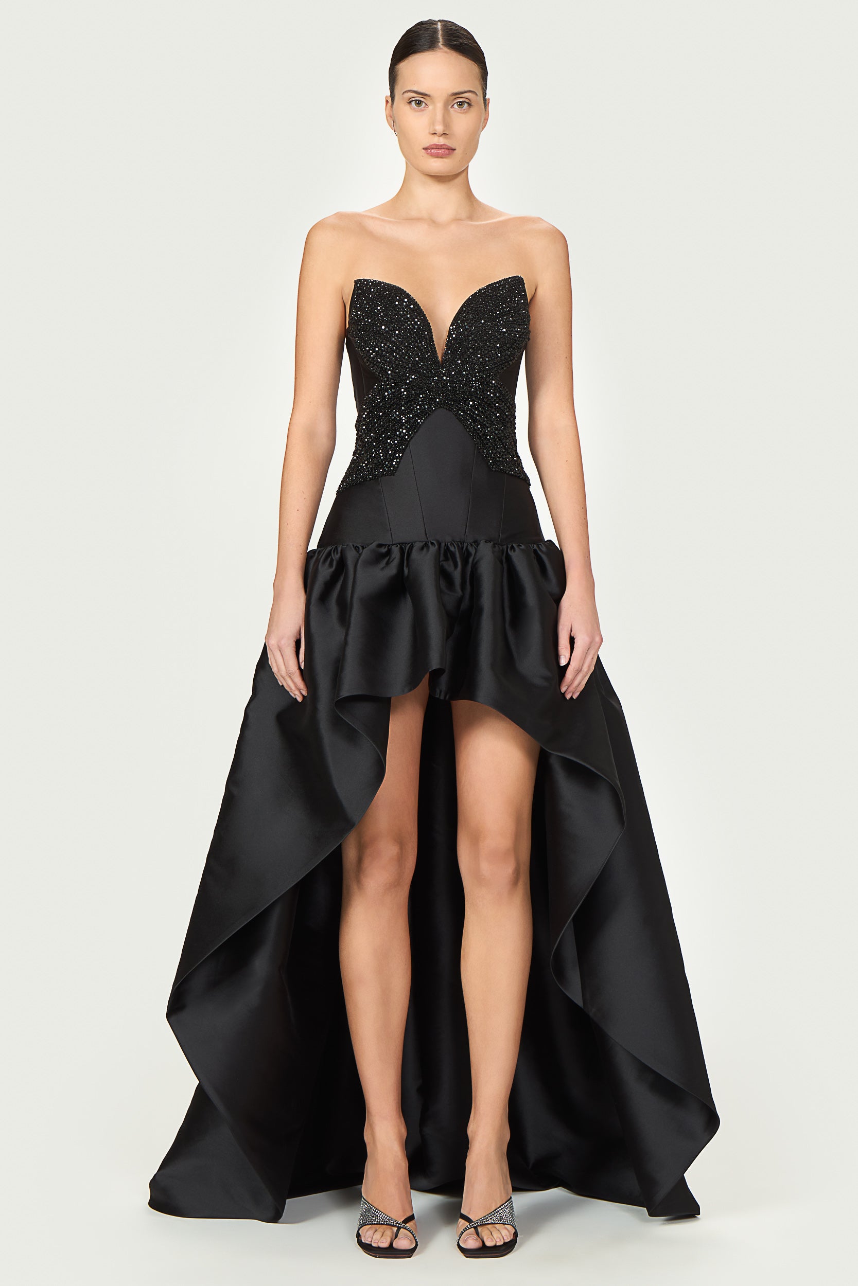 Thara Silk Mikado High Low Gown