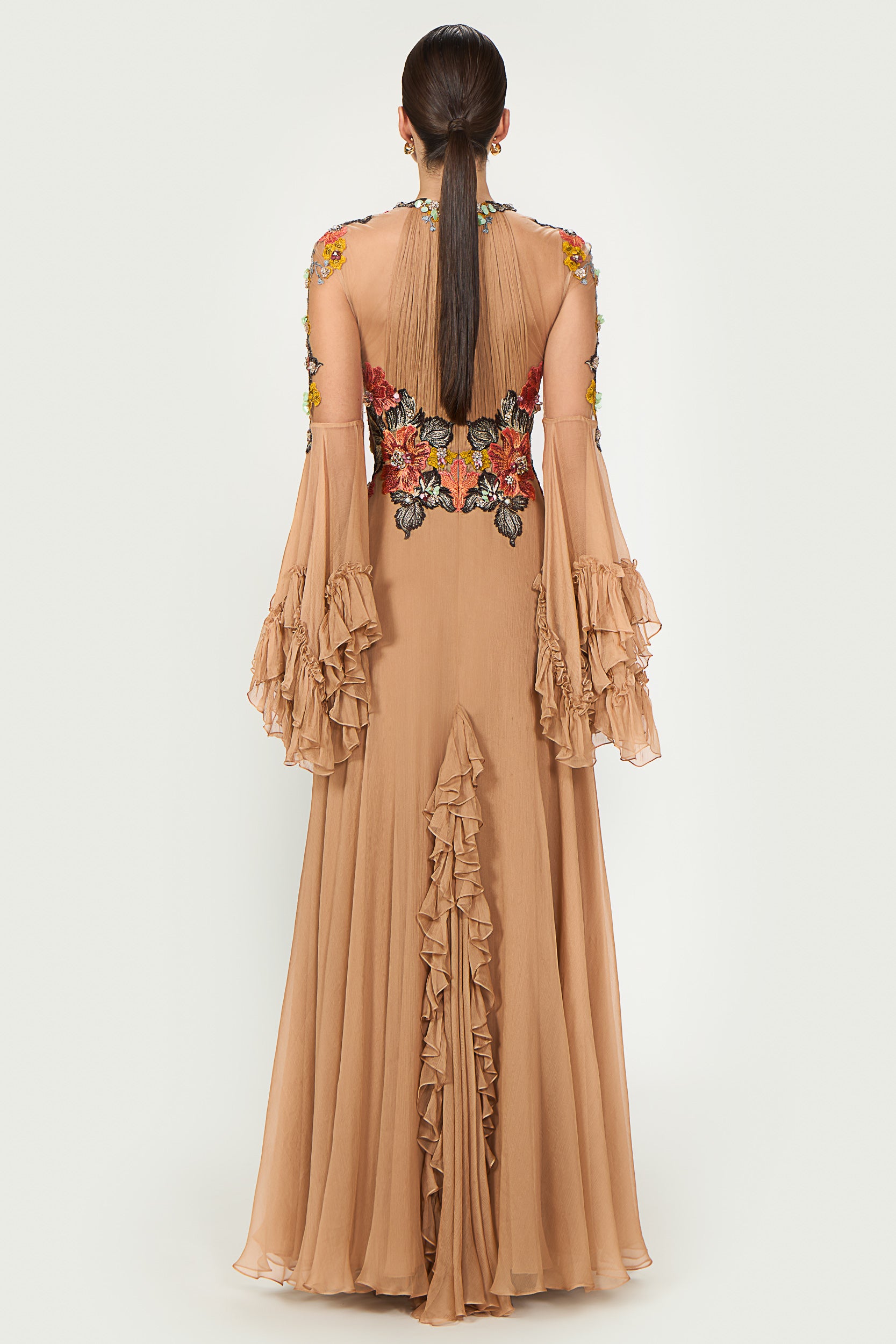 Zilara Crinkle Silk Chiffon Gown