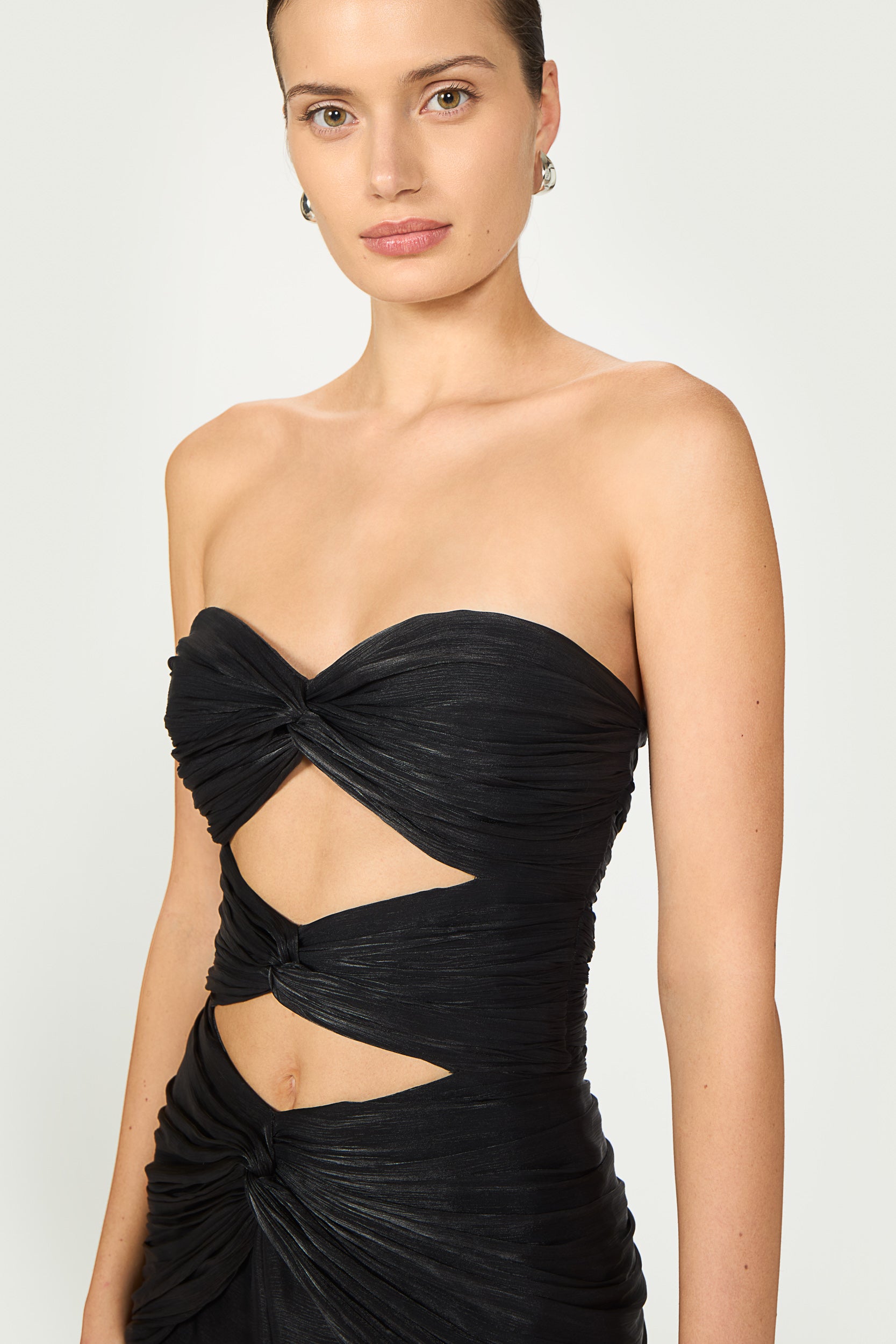 Brigitta Lurex Georgette Strapless Gown