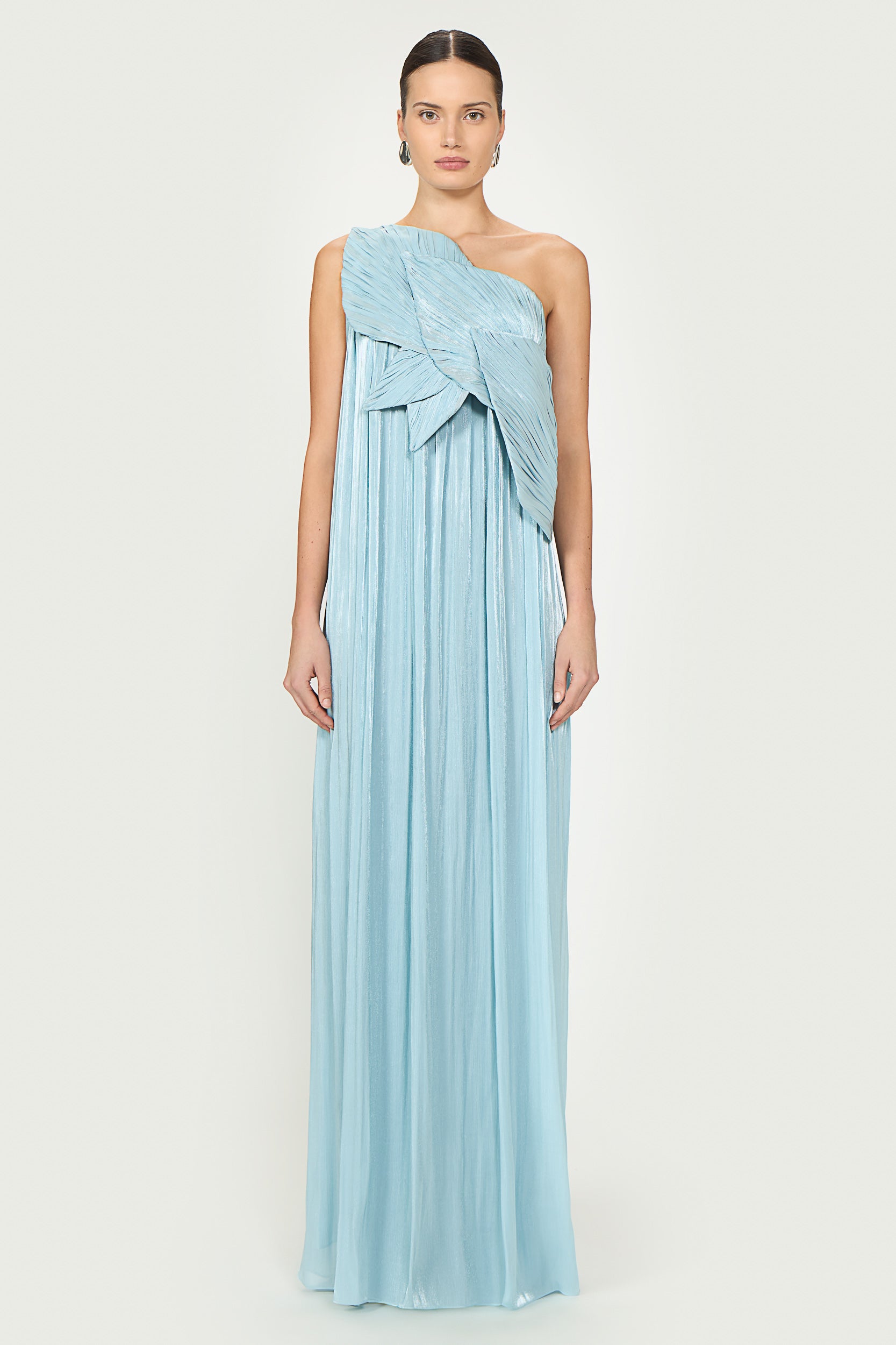 Amabel Lurex Georgette One Shoulder Gown