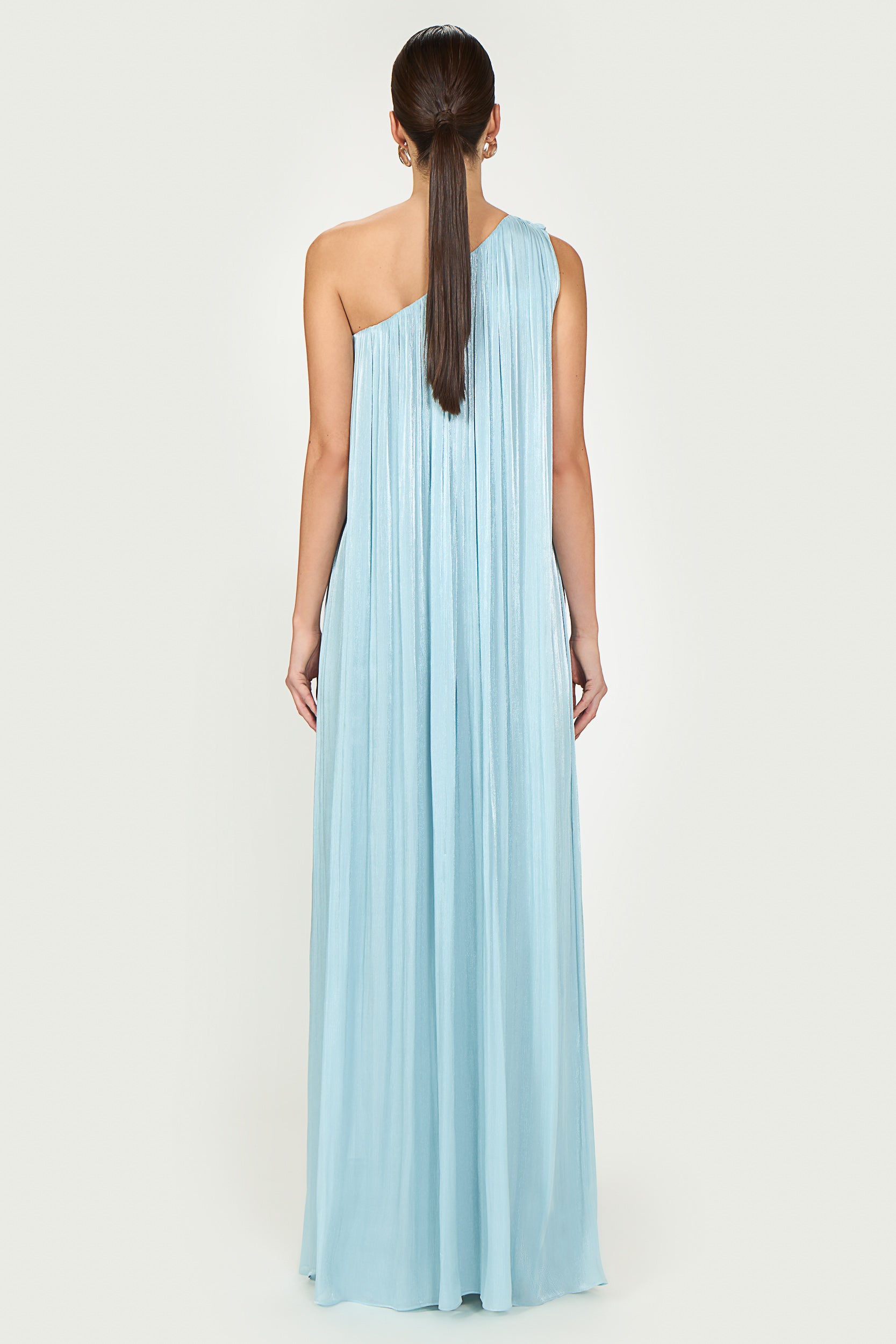 Amabel Lurex Georgette One Shoulder Gown