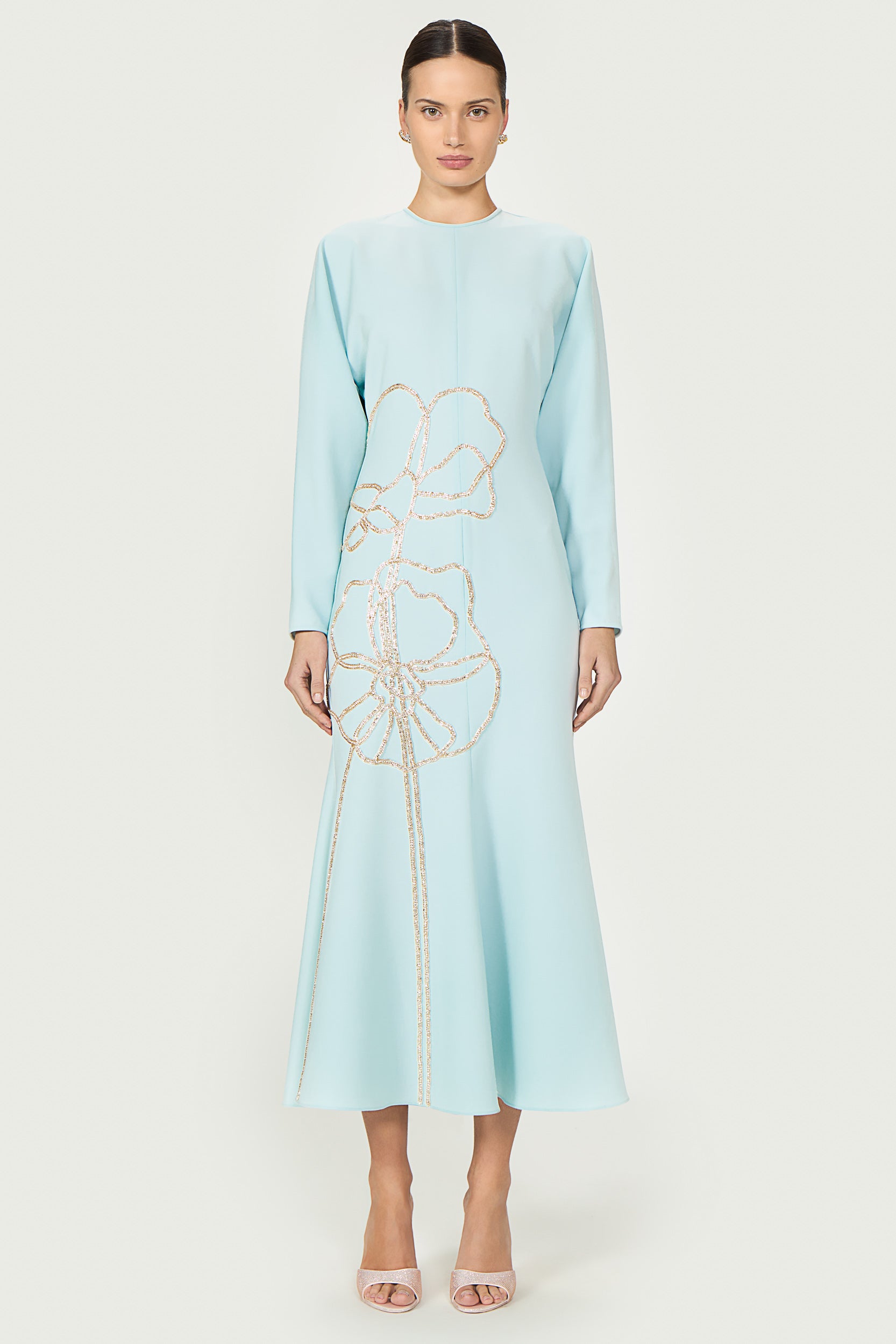 Avenna Crepe Embroidered Dress