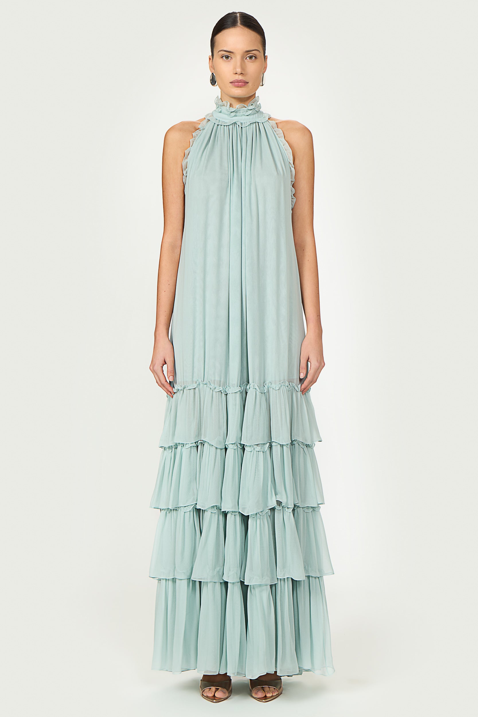 Dassa Silk Georgette Ruffled Dress