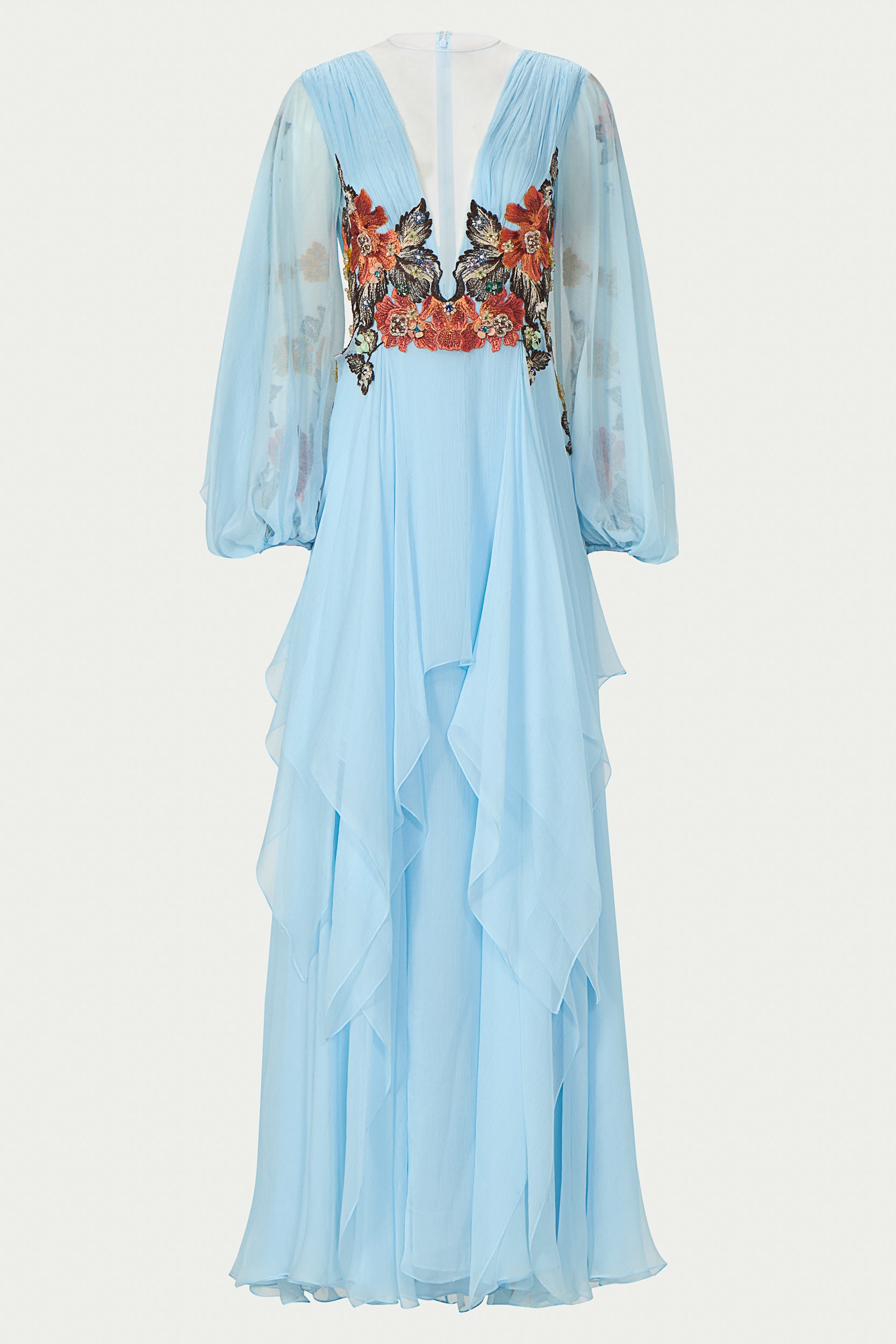 Teya Crinkle Silk Chiffon Gown