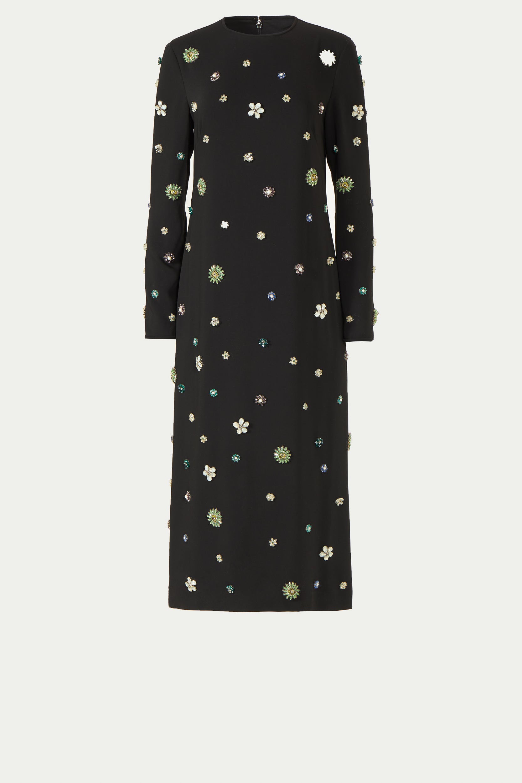 Brionka Crepe Crystal Embellished Column Dress