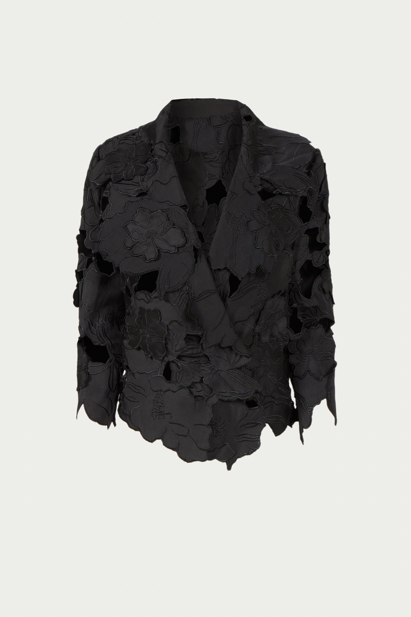 Tesha Floral-Cut Satin Jacket