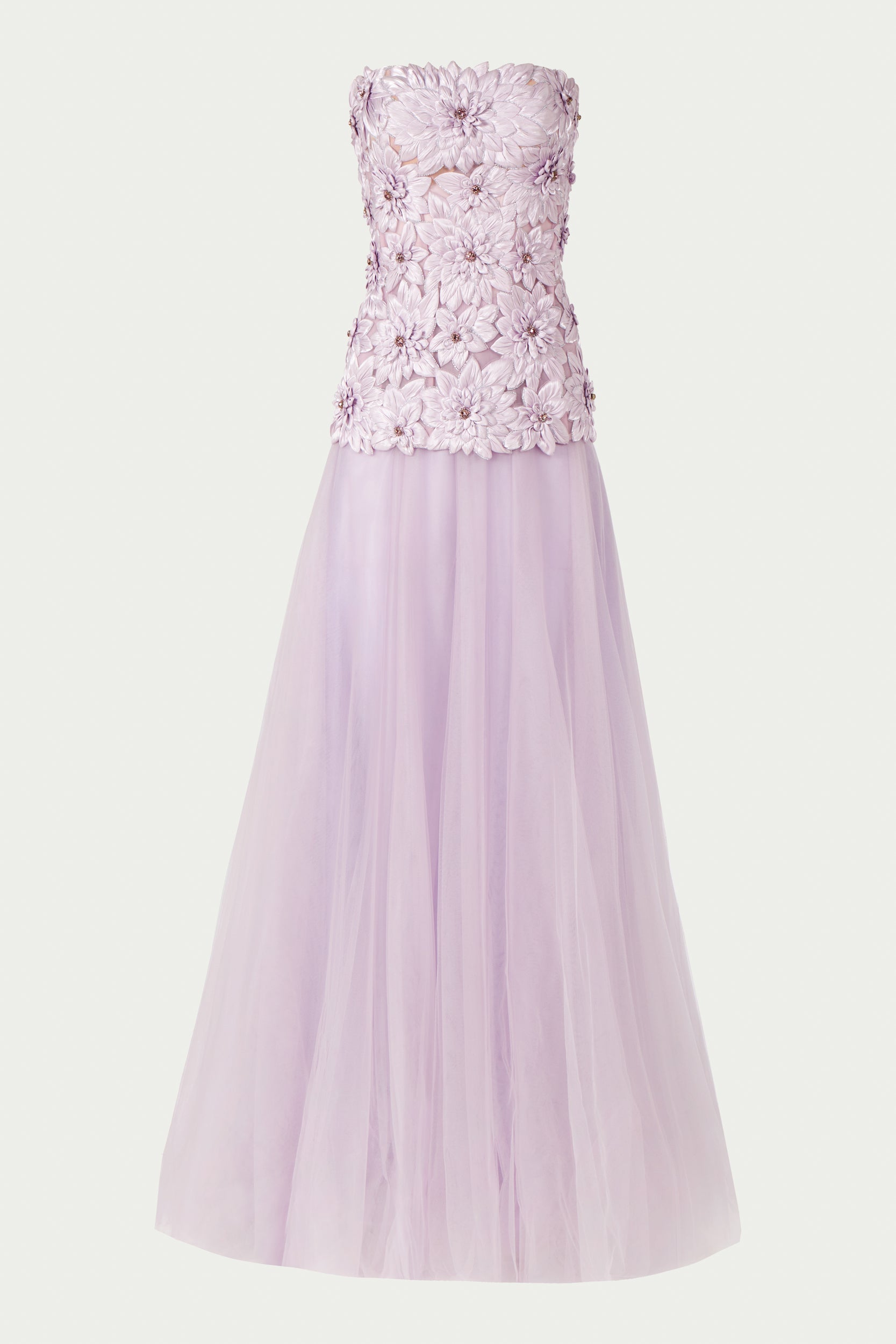 Gisella Petal Lurex Satin Tulle Strapless Dress