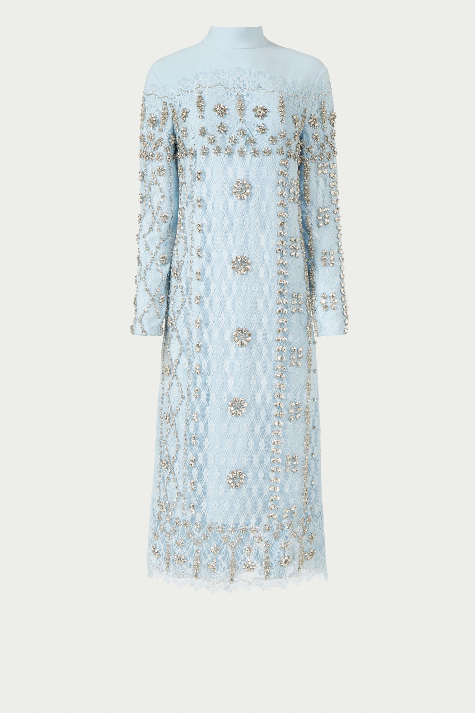 Shayna Beaded French Lace Crepe Midi Dress