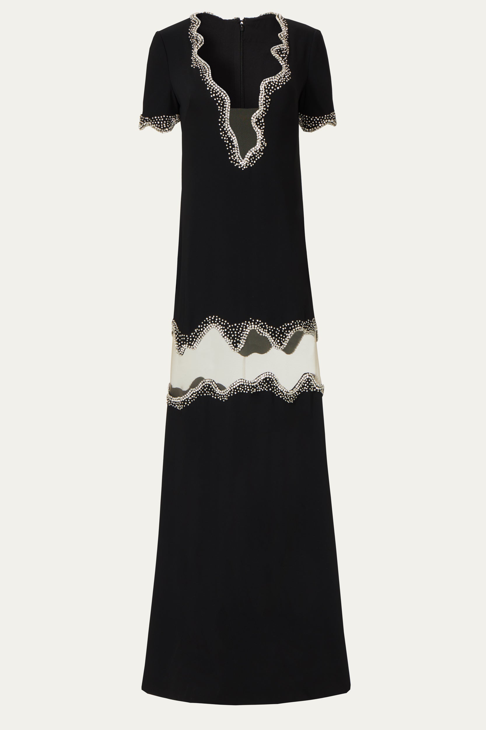 Amira Crepe Crystal Wave Column Gown