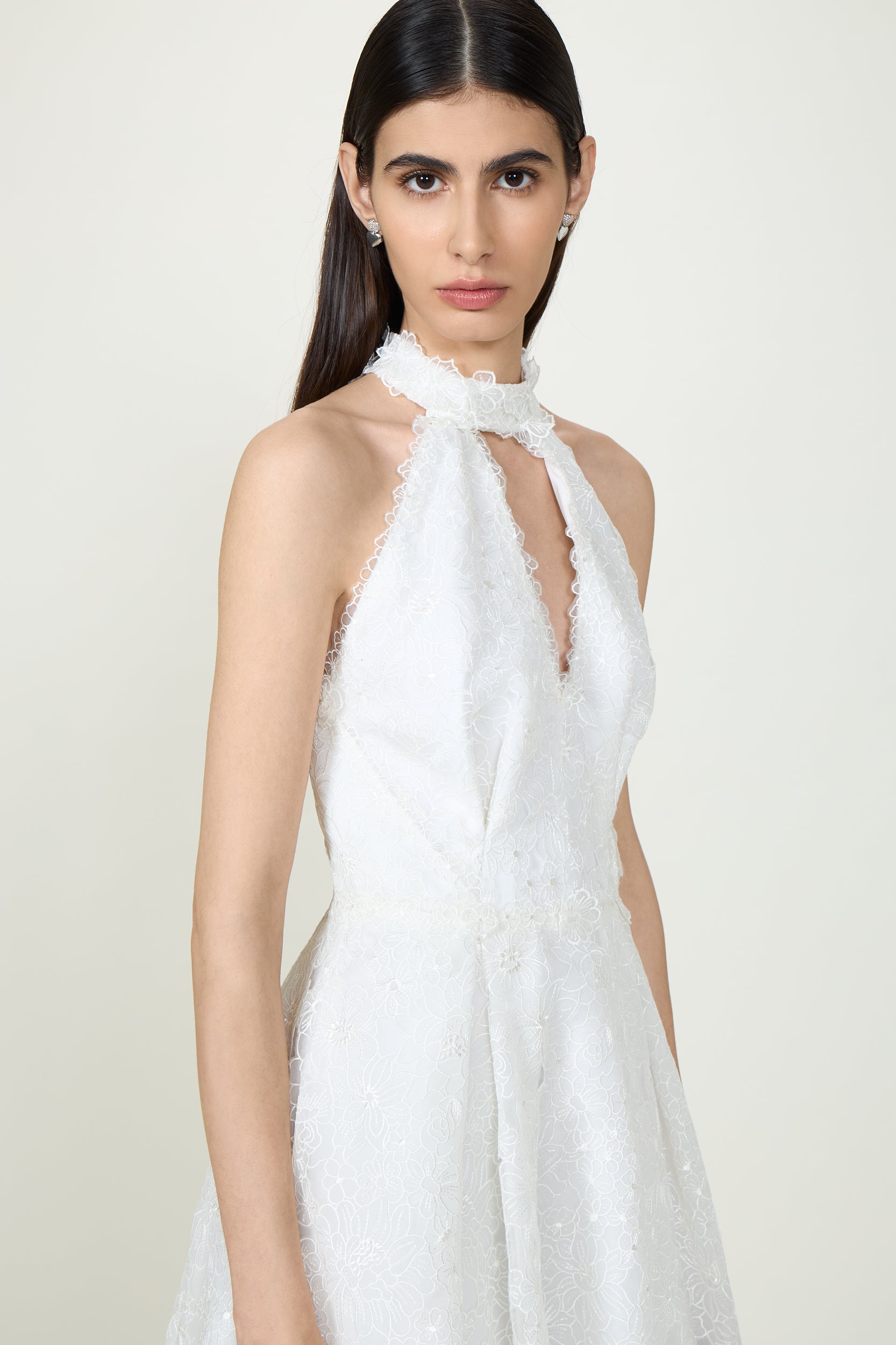 Lavinia Embroidered Organza Halterneck Midi Dress