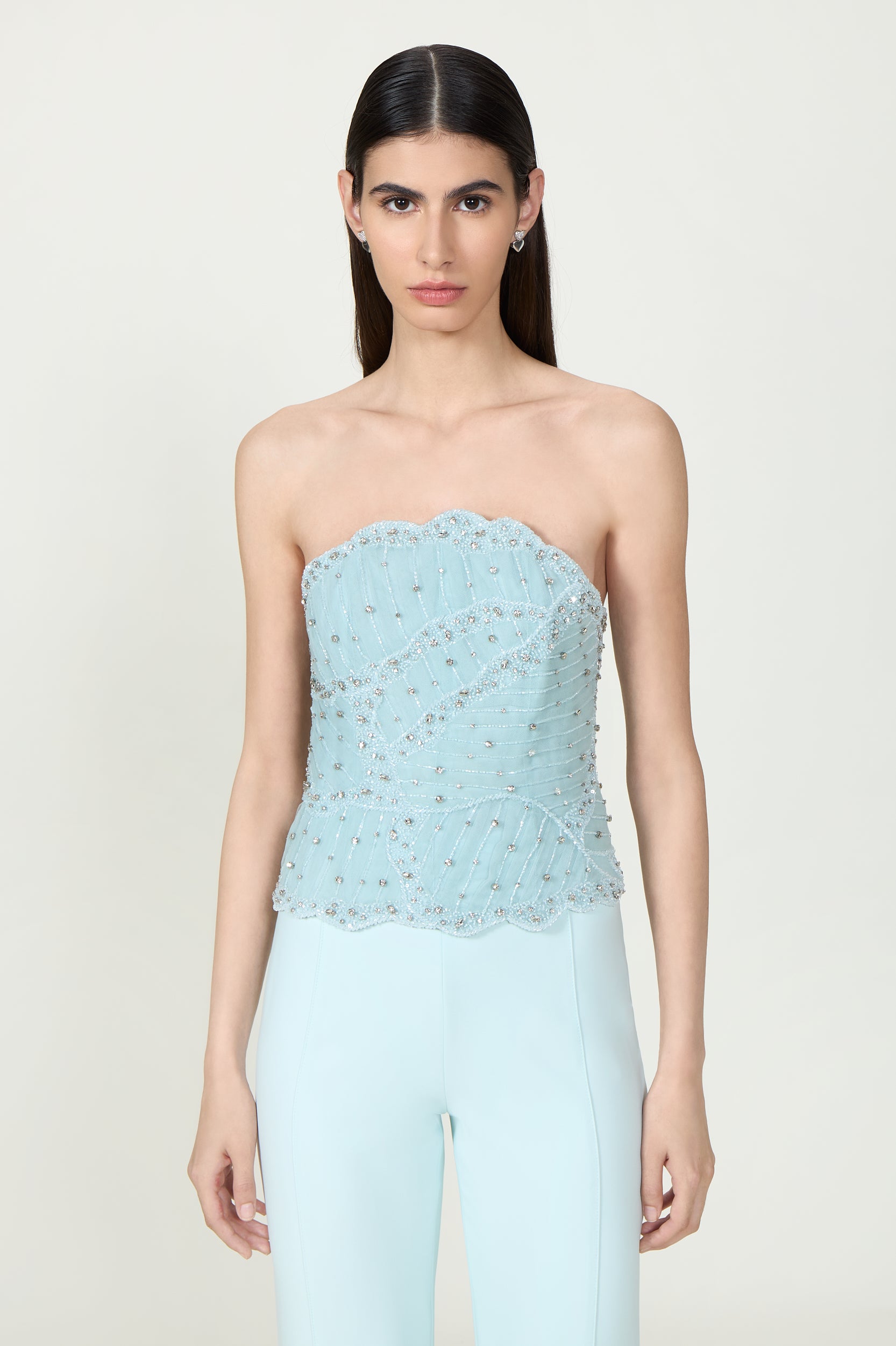 Fiori Crystal Silk Georgette Bustier