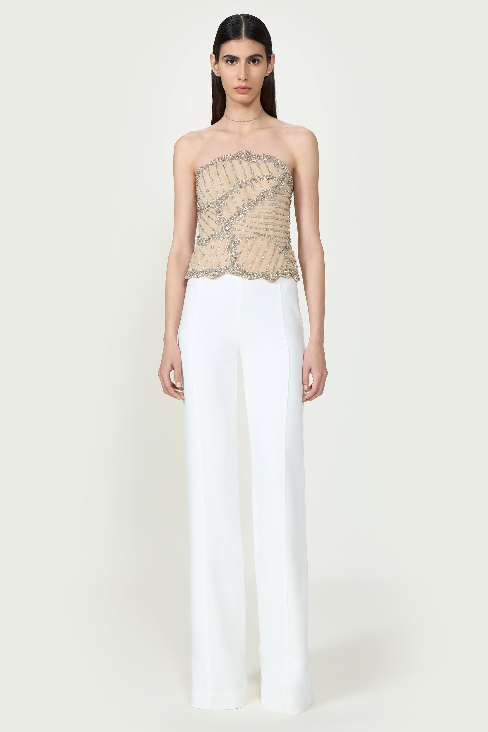 Fiori Crystal Silk Georgette Bustier