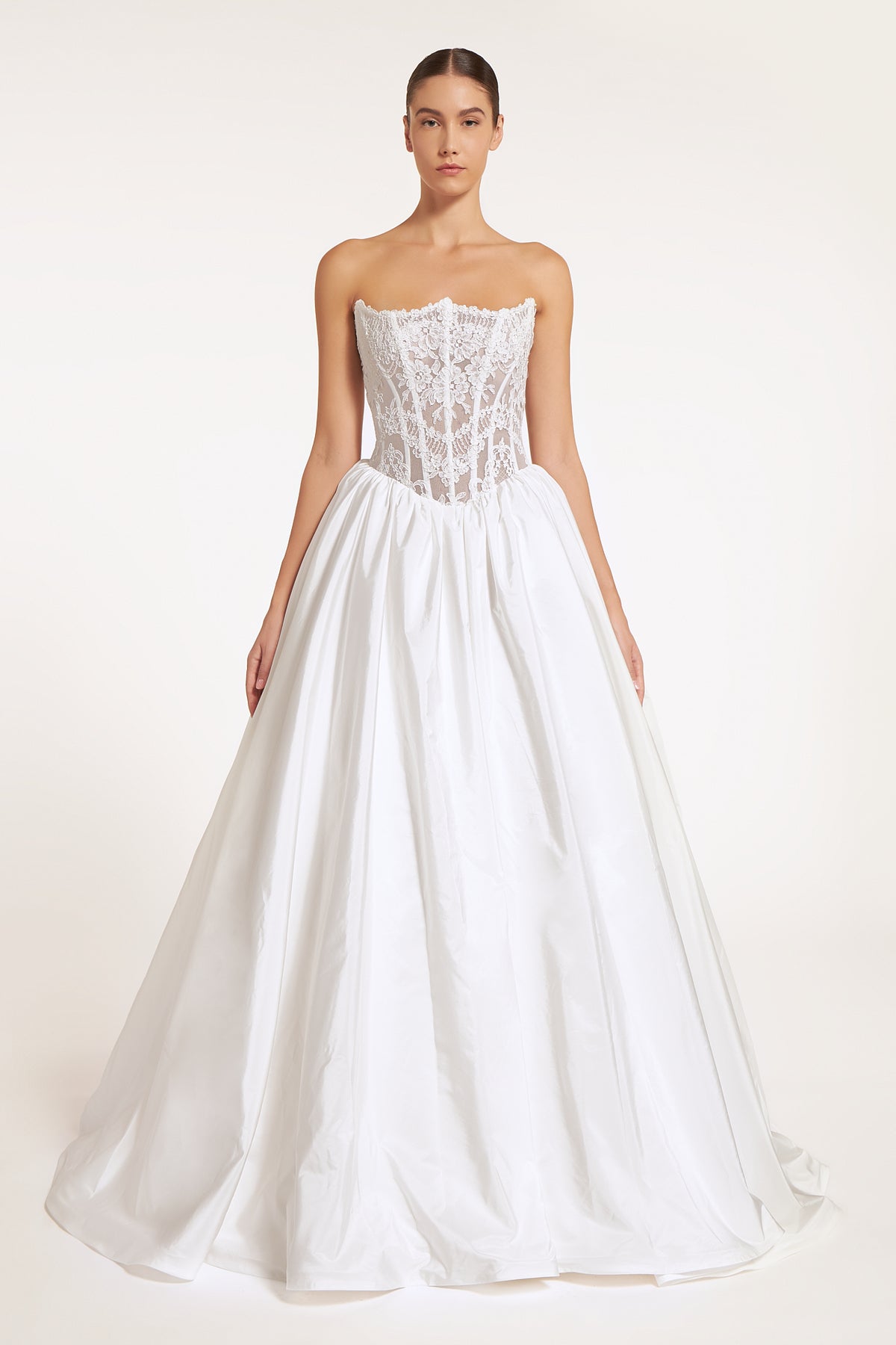 Persa French Corded Lace Silk Taffeta Gown