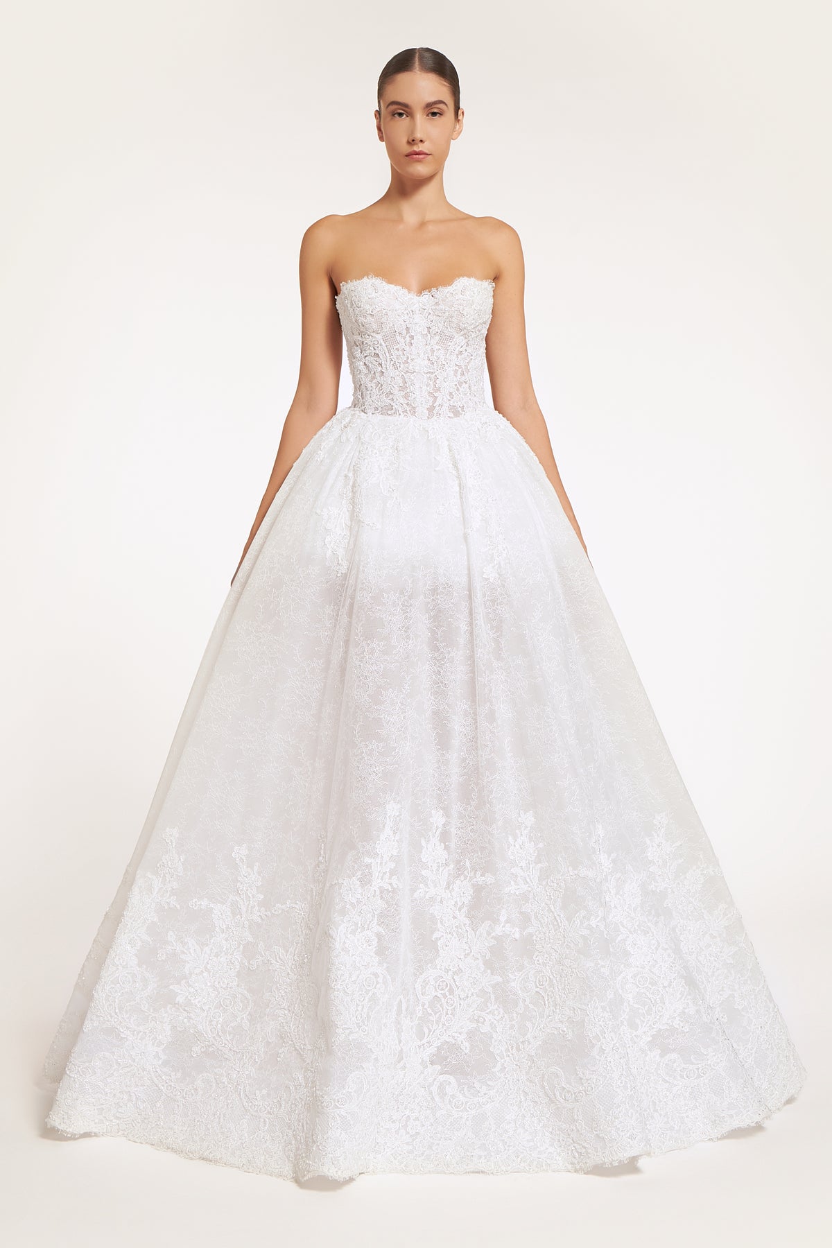 Nyssa Chantilly Lace Appliqué Corset Gown