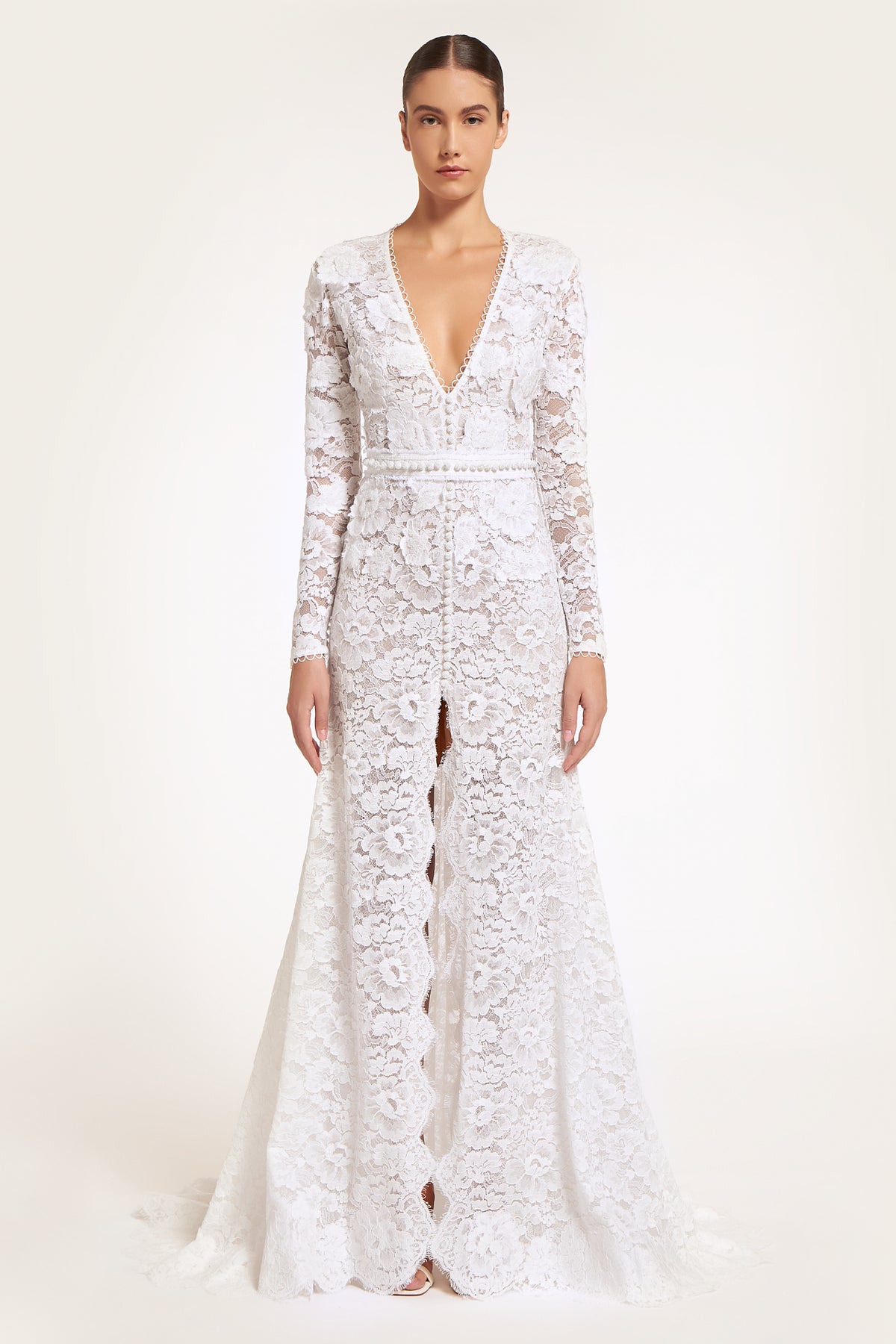 Nyxia French Chantilly Lace Gown