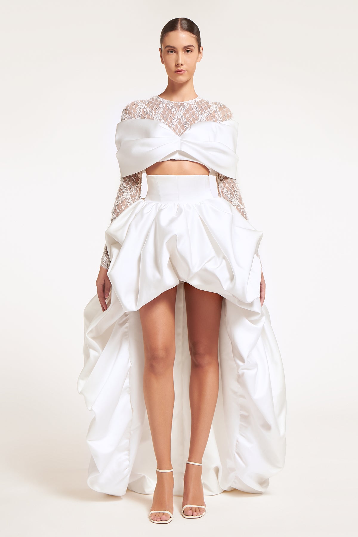 Nefelle Satin Duchesse Hi-Lo Balloon Skirt