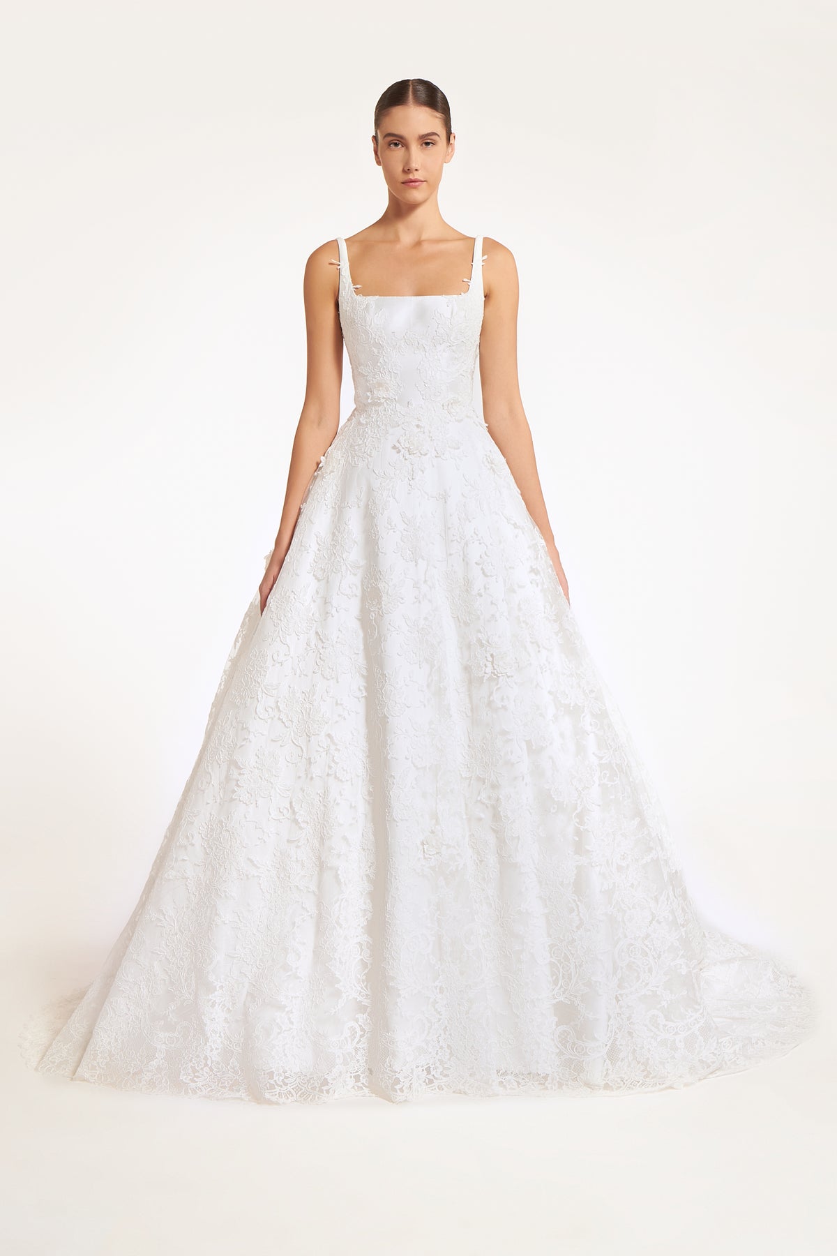 Estia Silk Mikado French Corded Lace Ball Gown