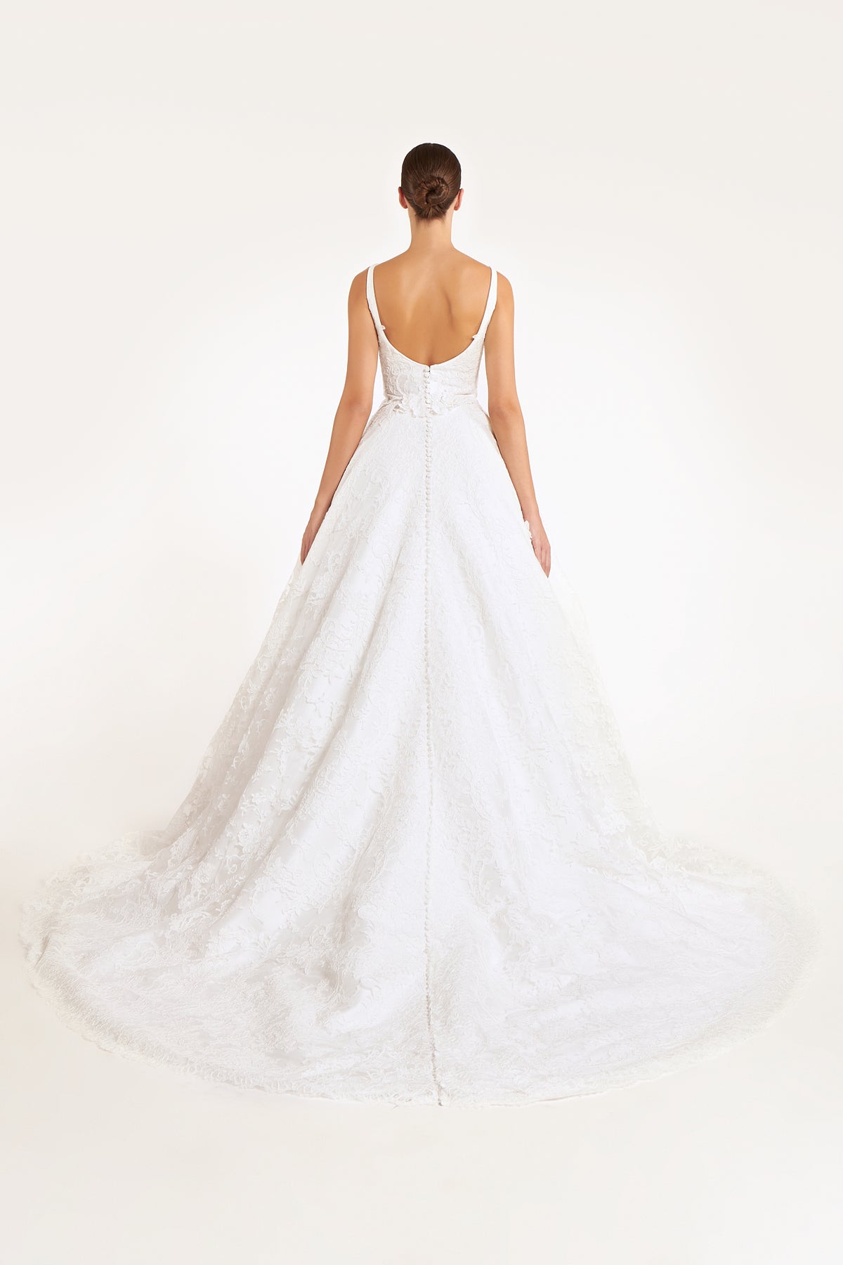Estia Silk Mikado French Corded Lace Ball Gown