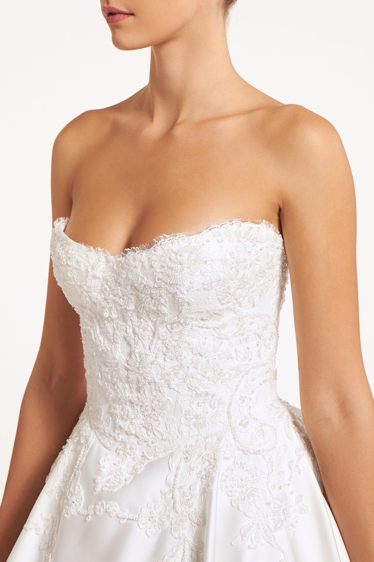 Althine Satin Duchesse Hand-Beaded Corset Ball Gown