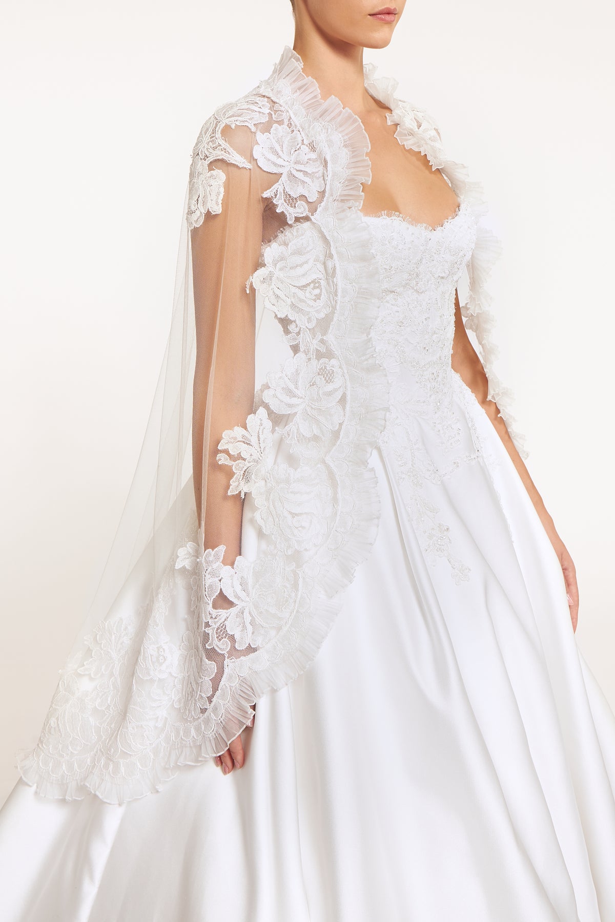 Metisa French Tulle Lace Applique Cape