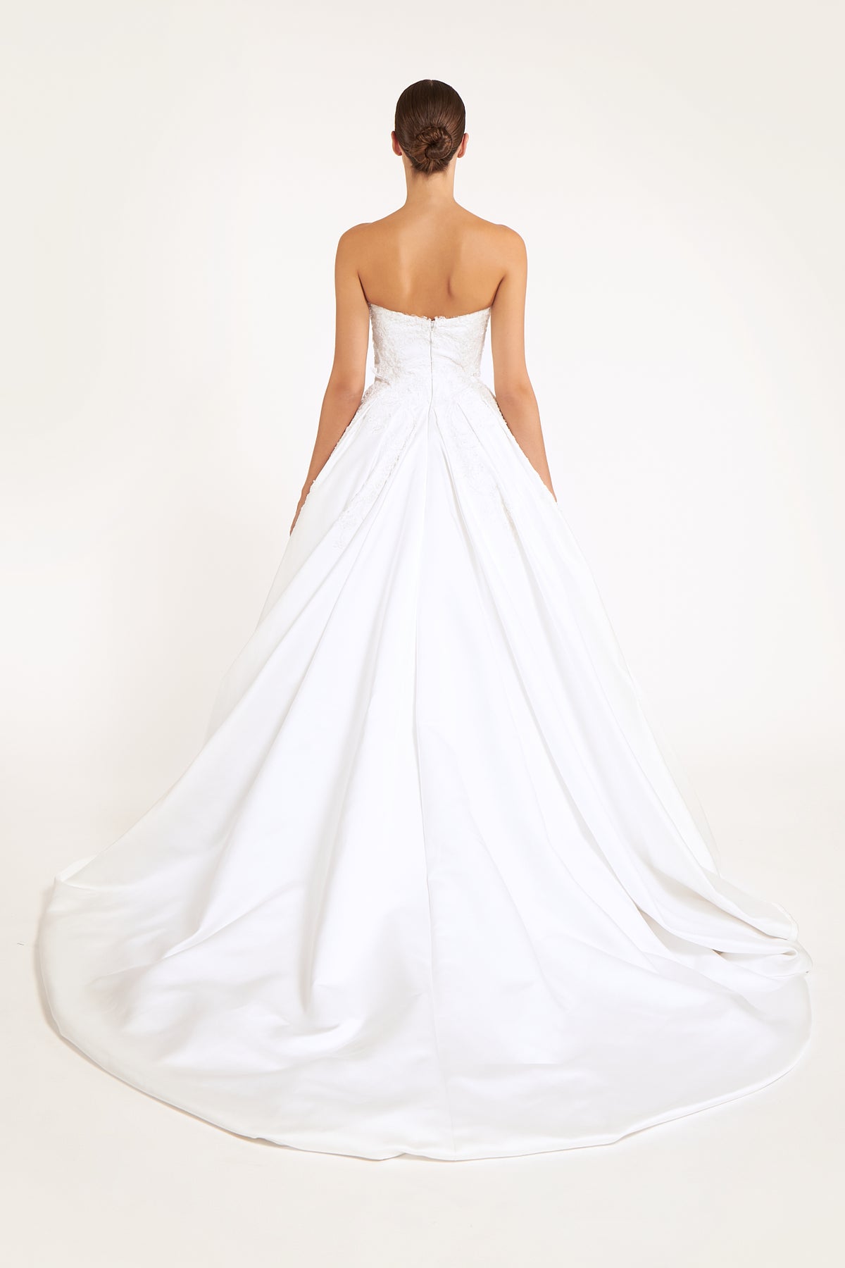 Althine Satin Duchesse Hand-Beaded Corset Ball Gown