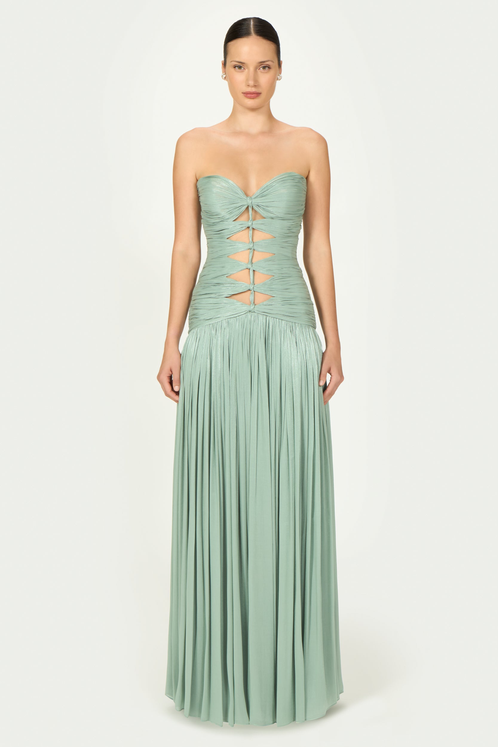 Minari Lurex Georgette Strapless Gown