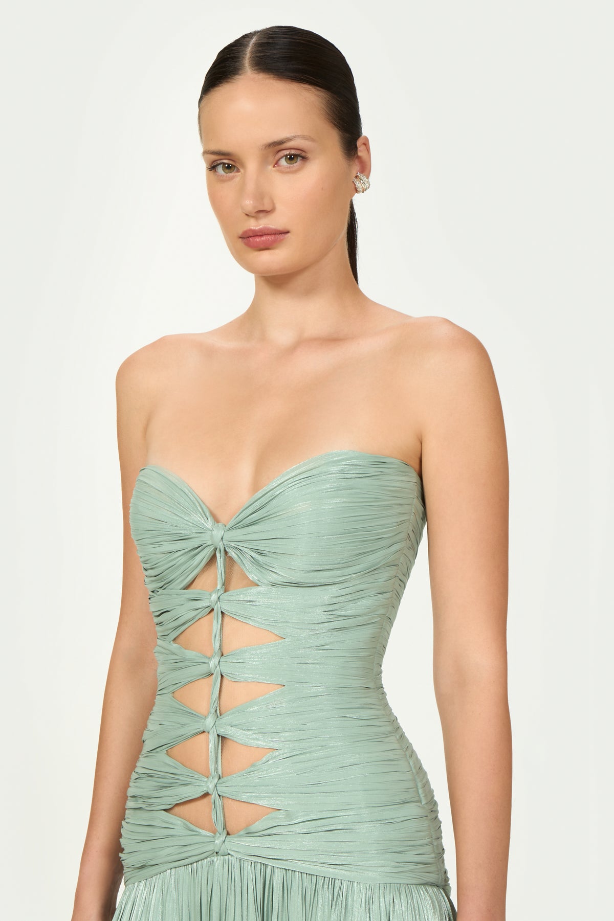Minari Lurex Georgette Strapless Gown