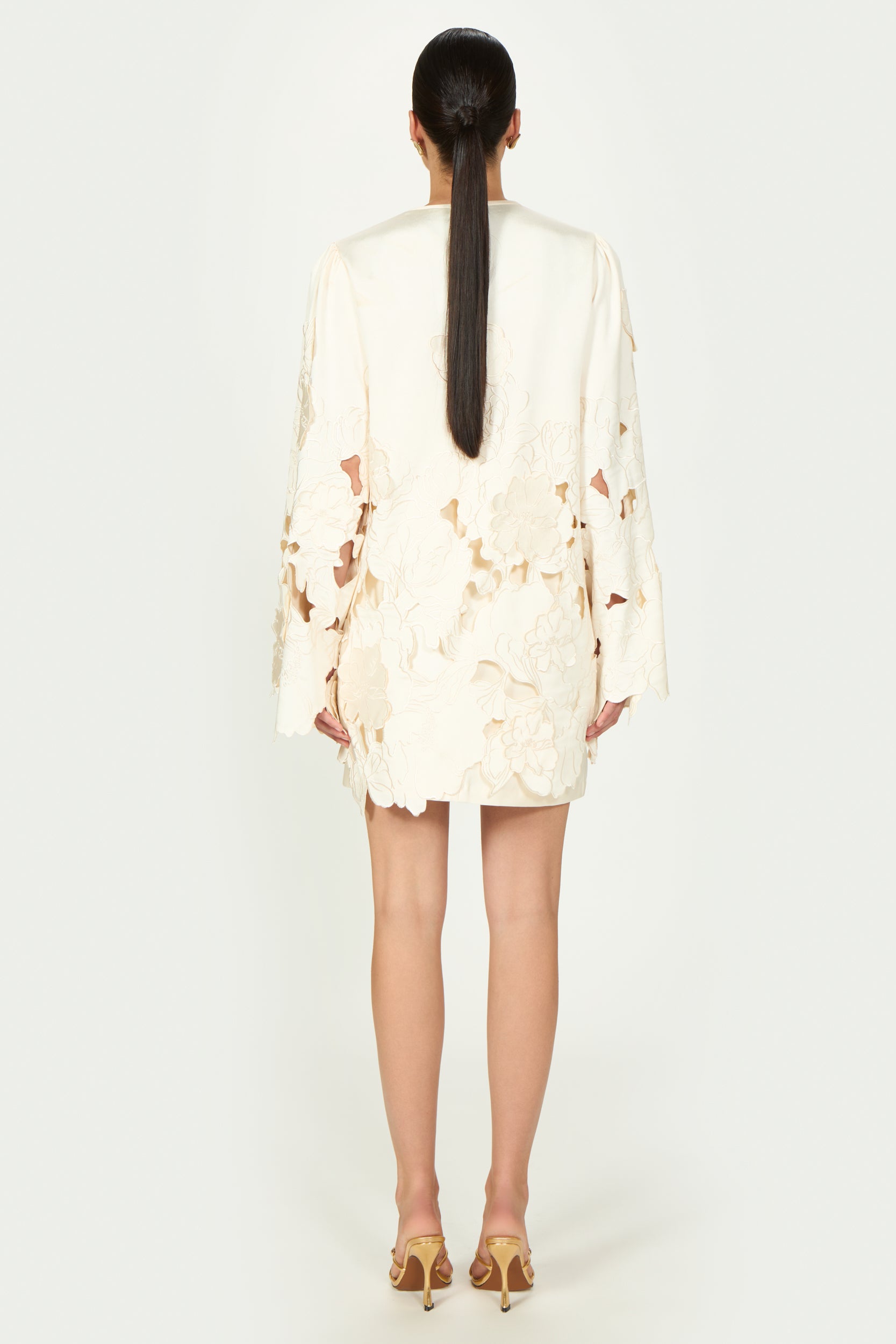 Claudie Floral-Cut Satin Tunic