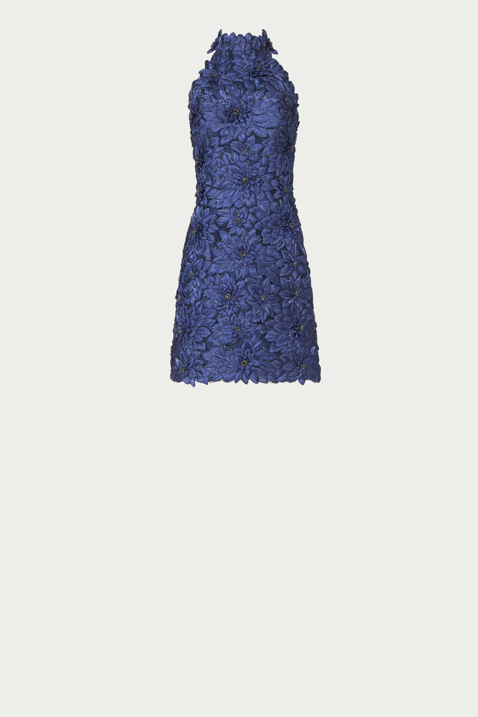 Orissa Petal Lurex Satin Halter Mini Dress