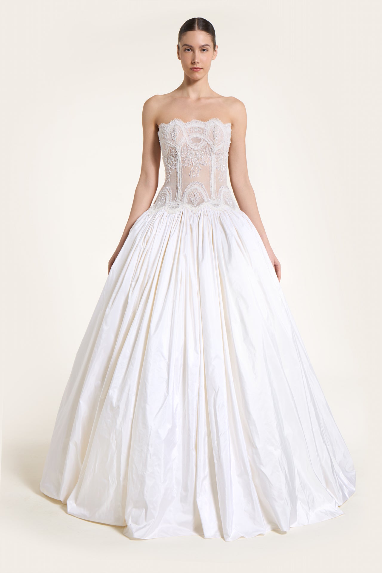 Andromine Beaded Lace Strapless Ball Gown