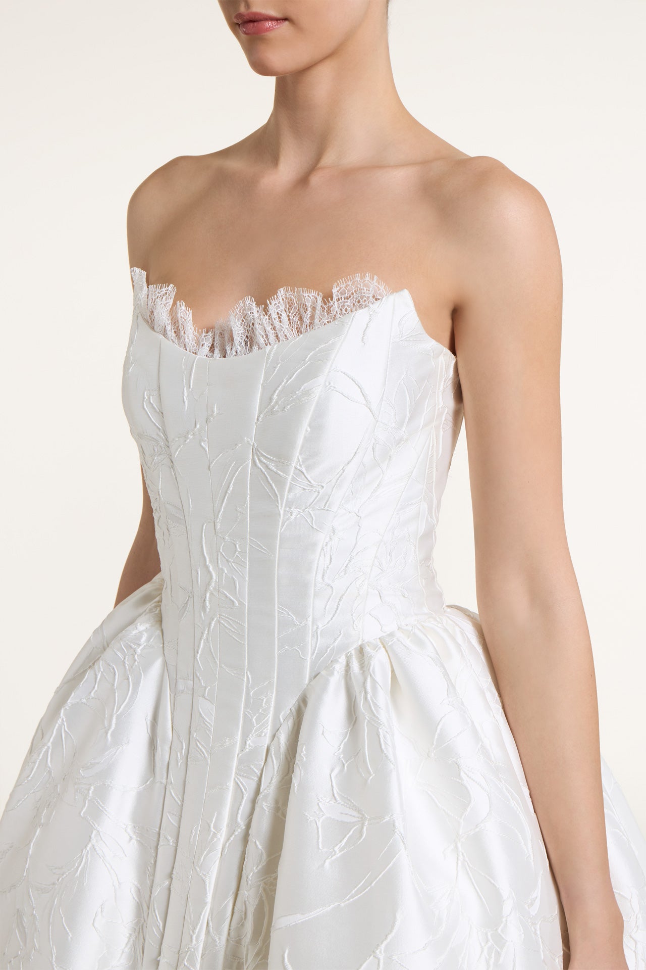 Thaline Silk Jacquard Strapless Ball Gown