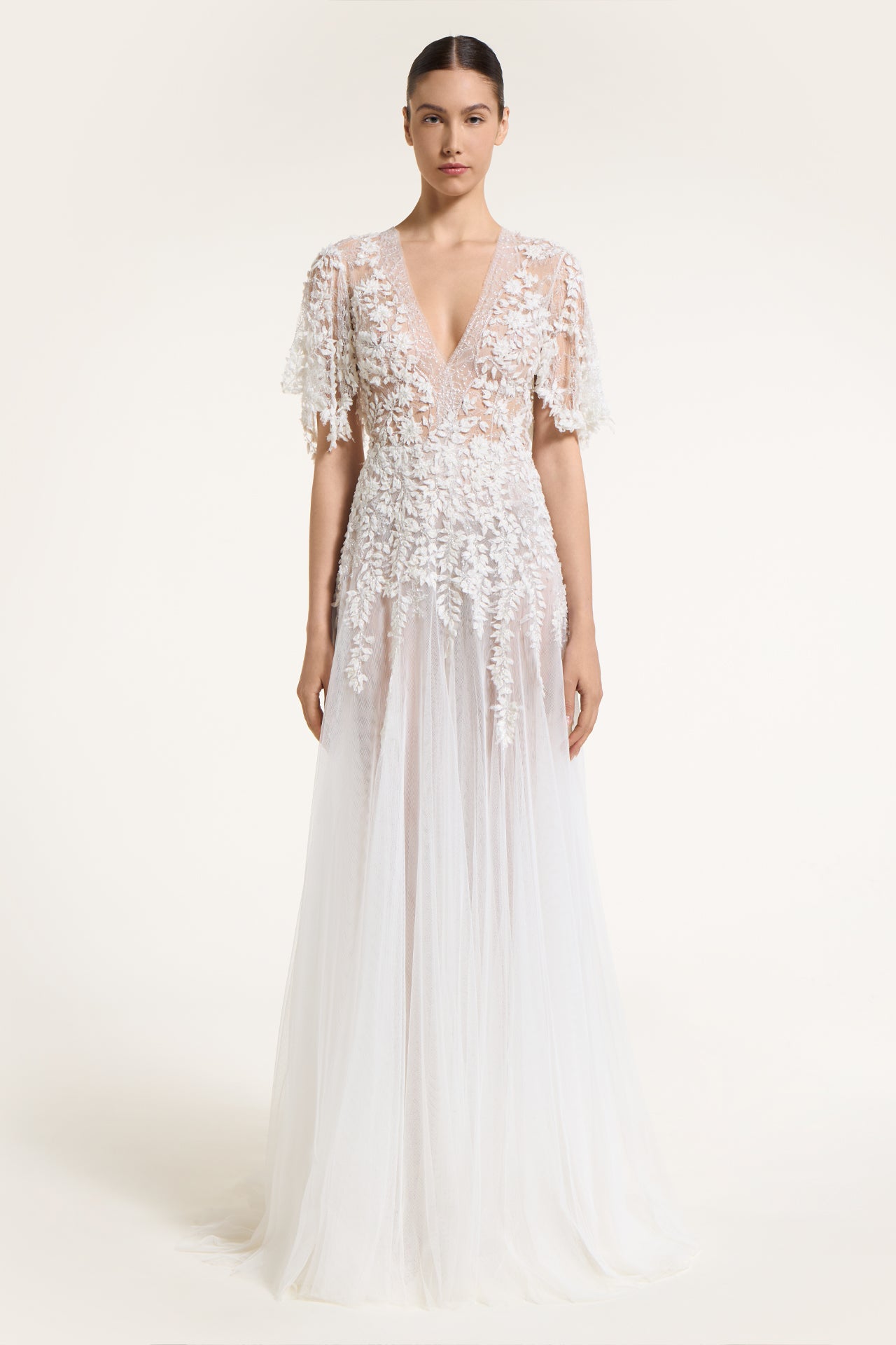 Daphnia French Tulle Floral Applique Gown