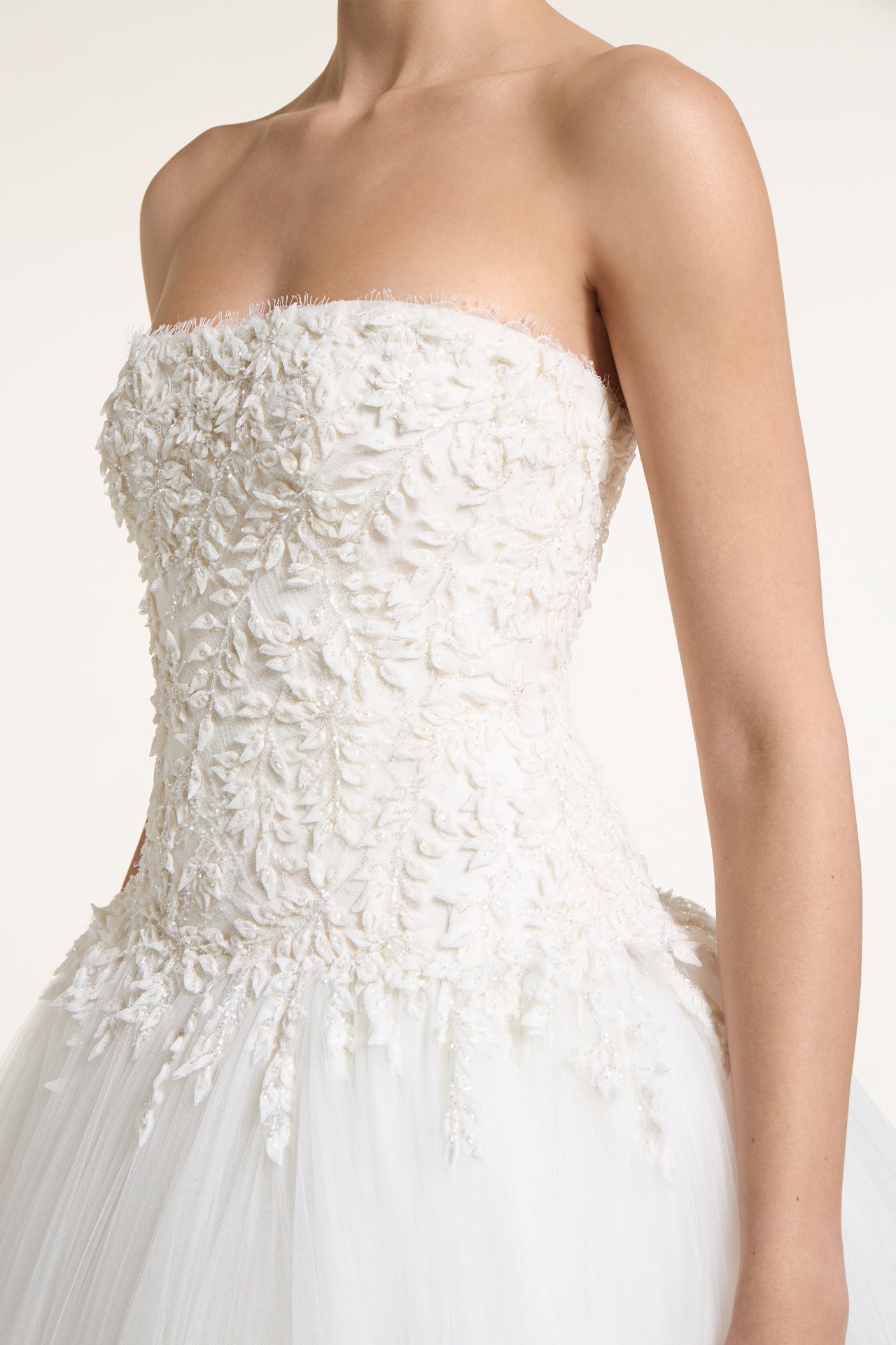 Pasithea French Tulle Strapless Ball Gown