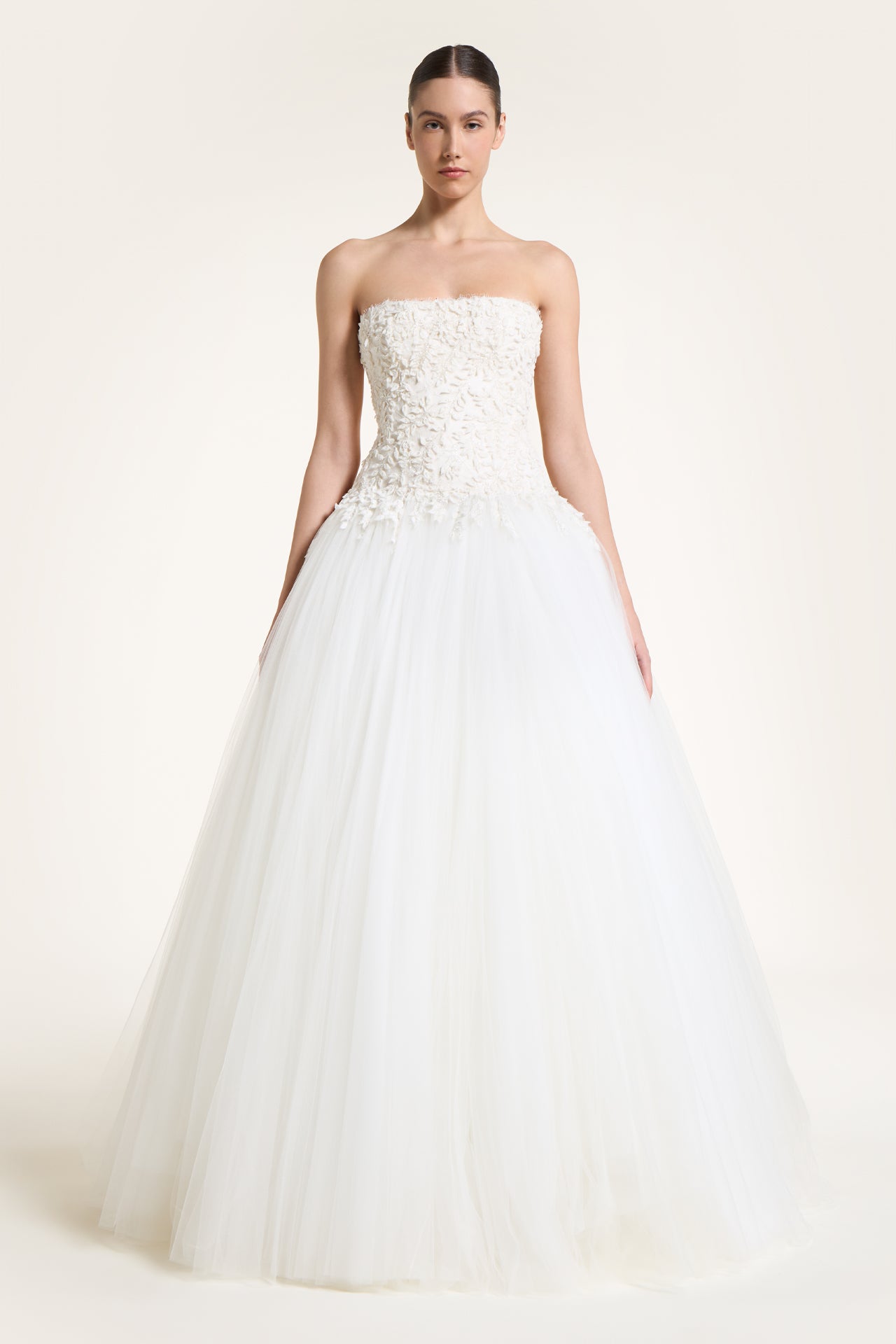 Pasithea French Tulle Strapless Ball Gown