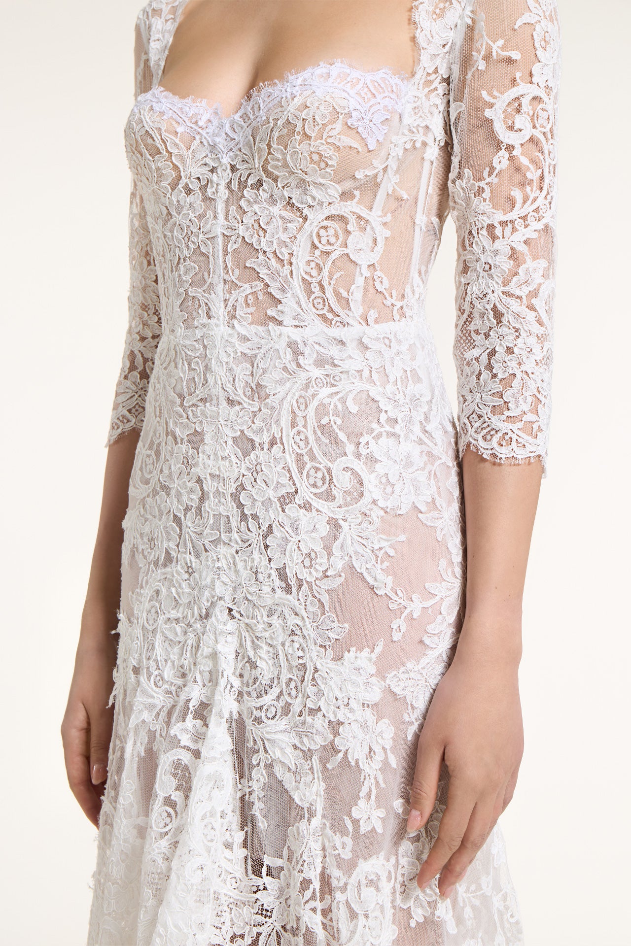 Brissia French Corded Lace Bustier Gown