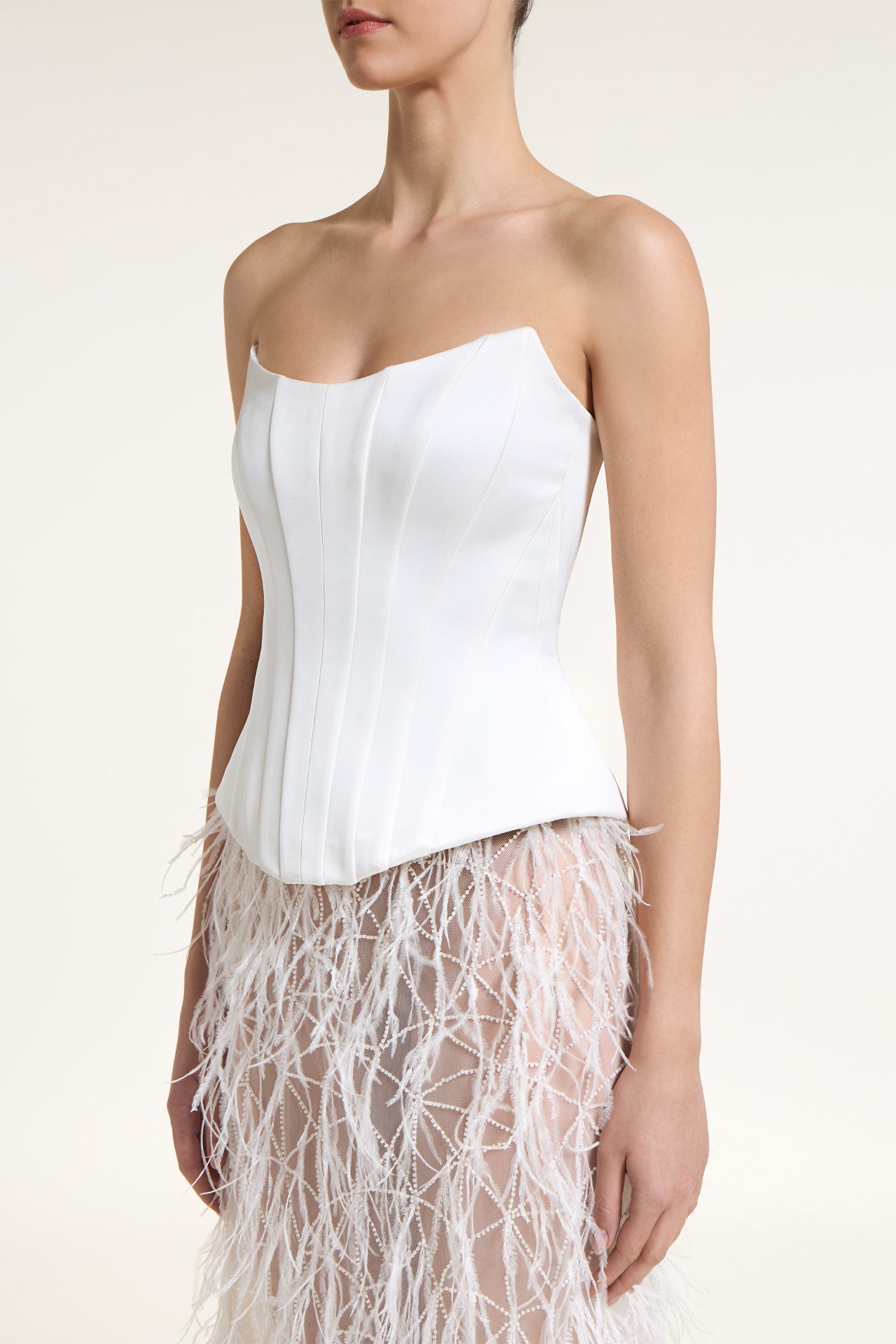 Nira Satin Duchesse Strapless Bustier