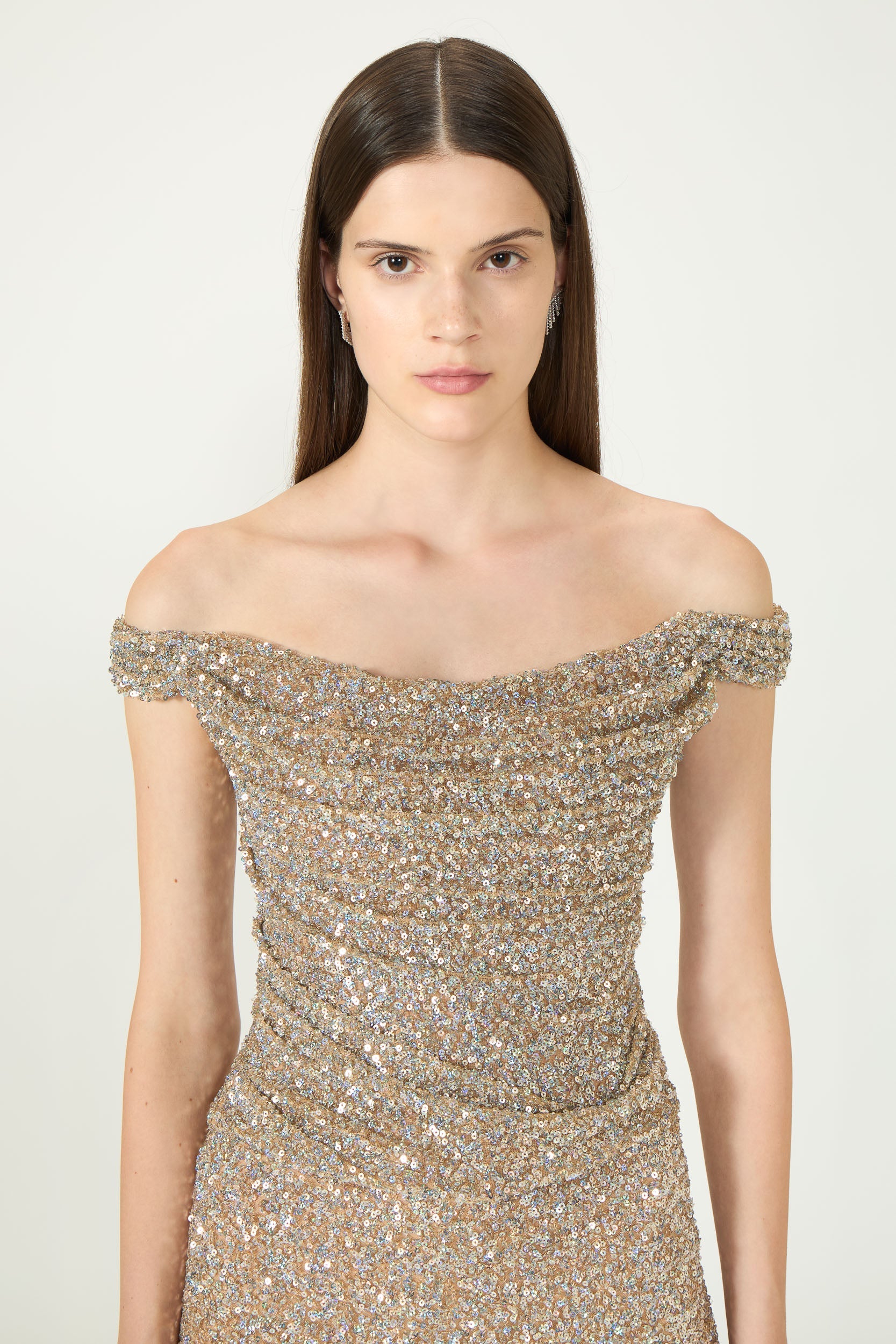 Nia Sequin Off Shoulder Corset Top