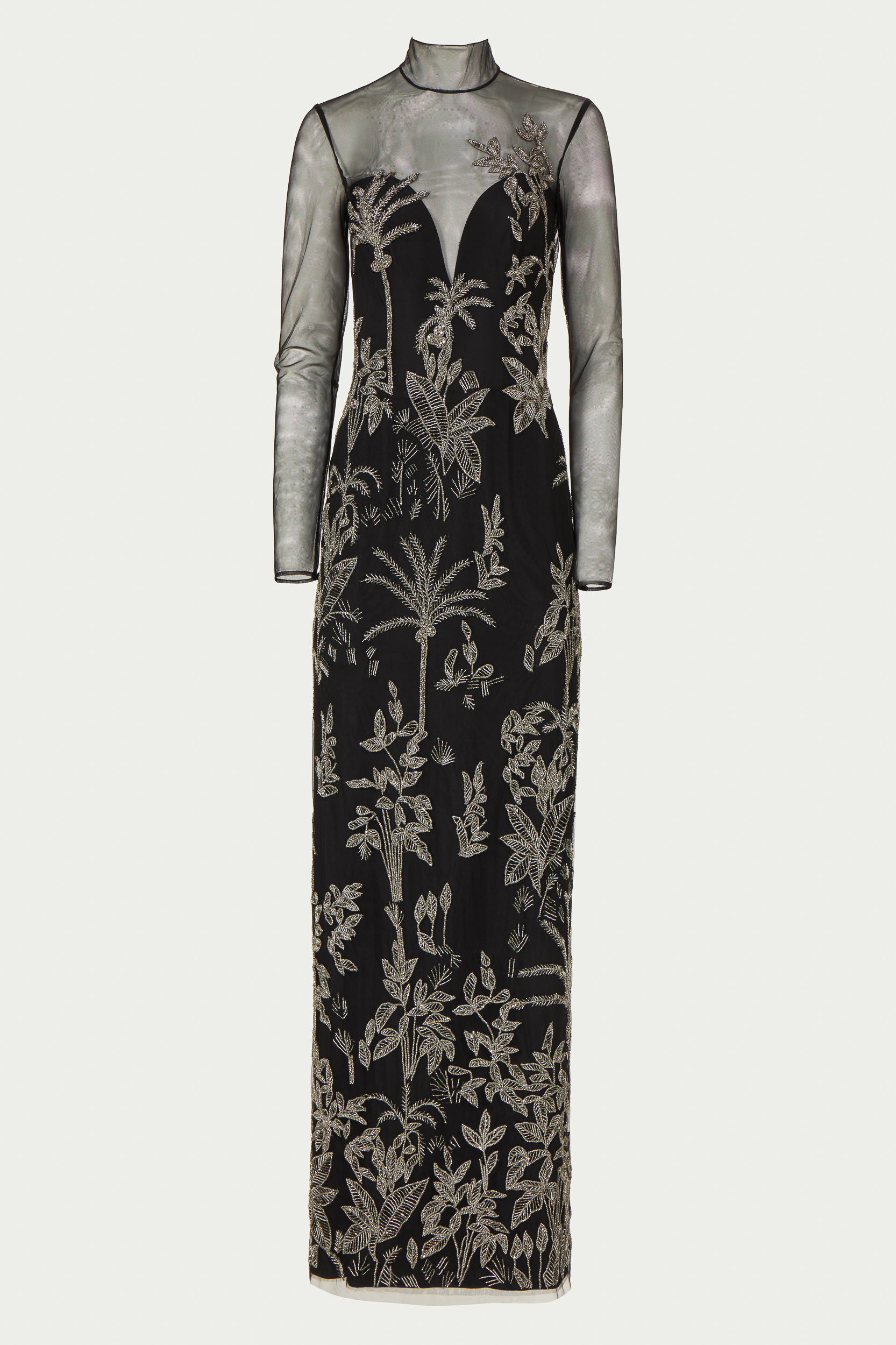 Marcella Tulle High-Neck Gown