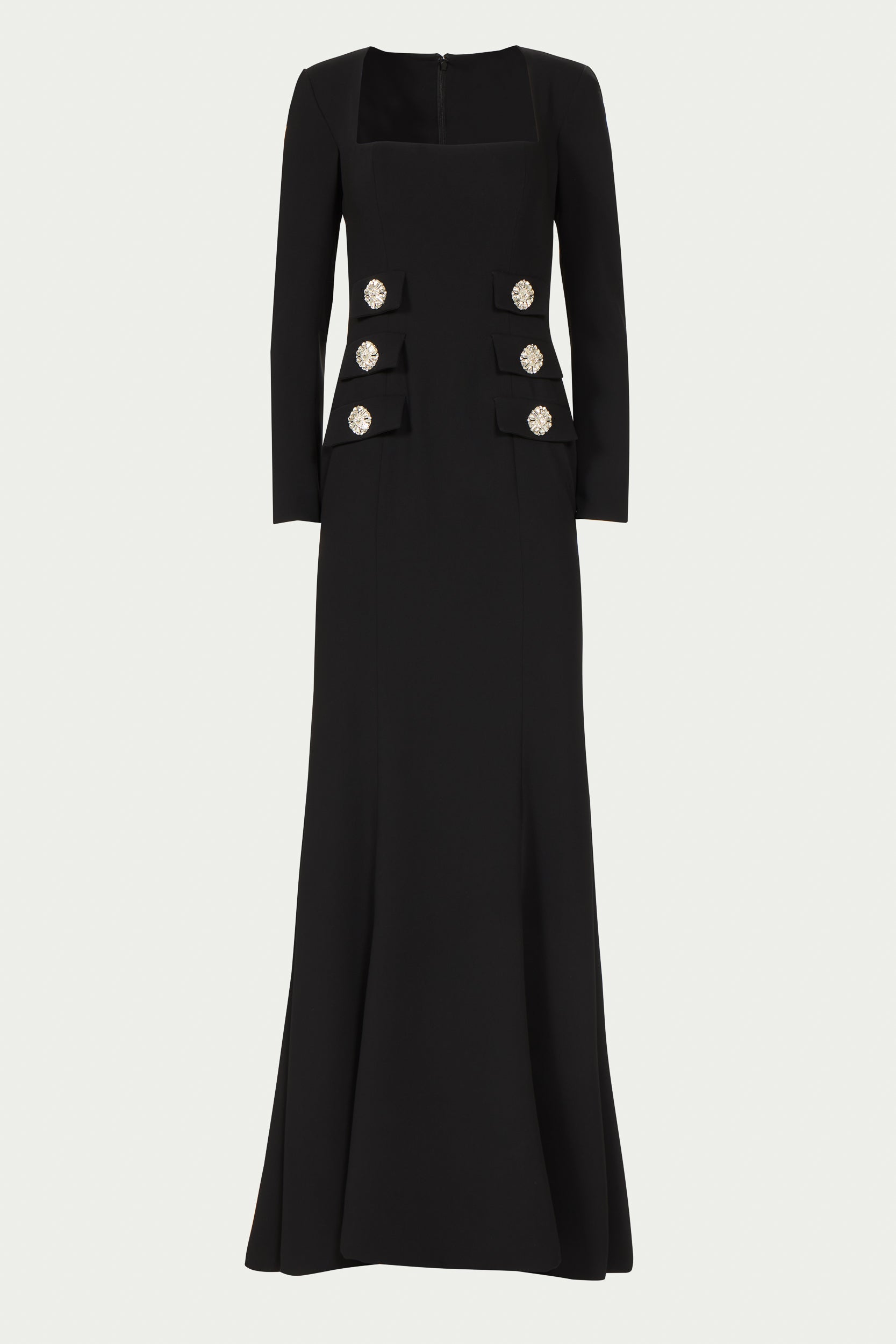 Kienna Crepe Square-Neck Gown