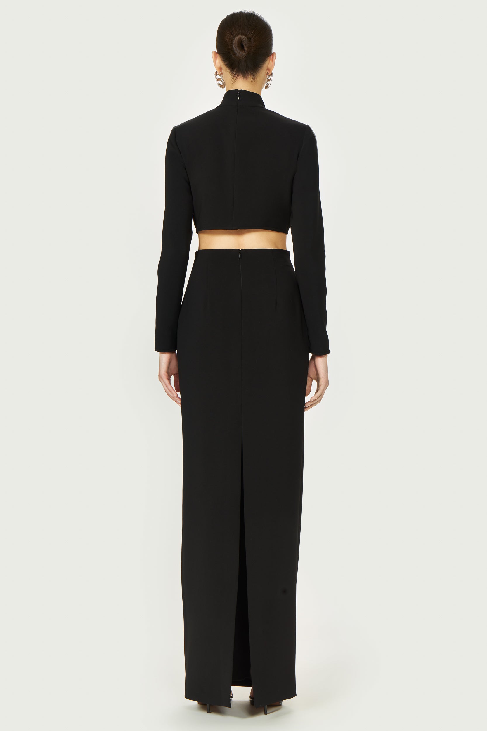 Nelle Crepe Cropped Turtleneck Top