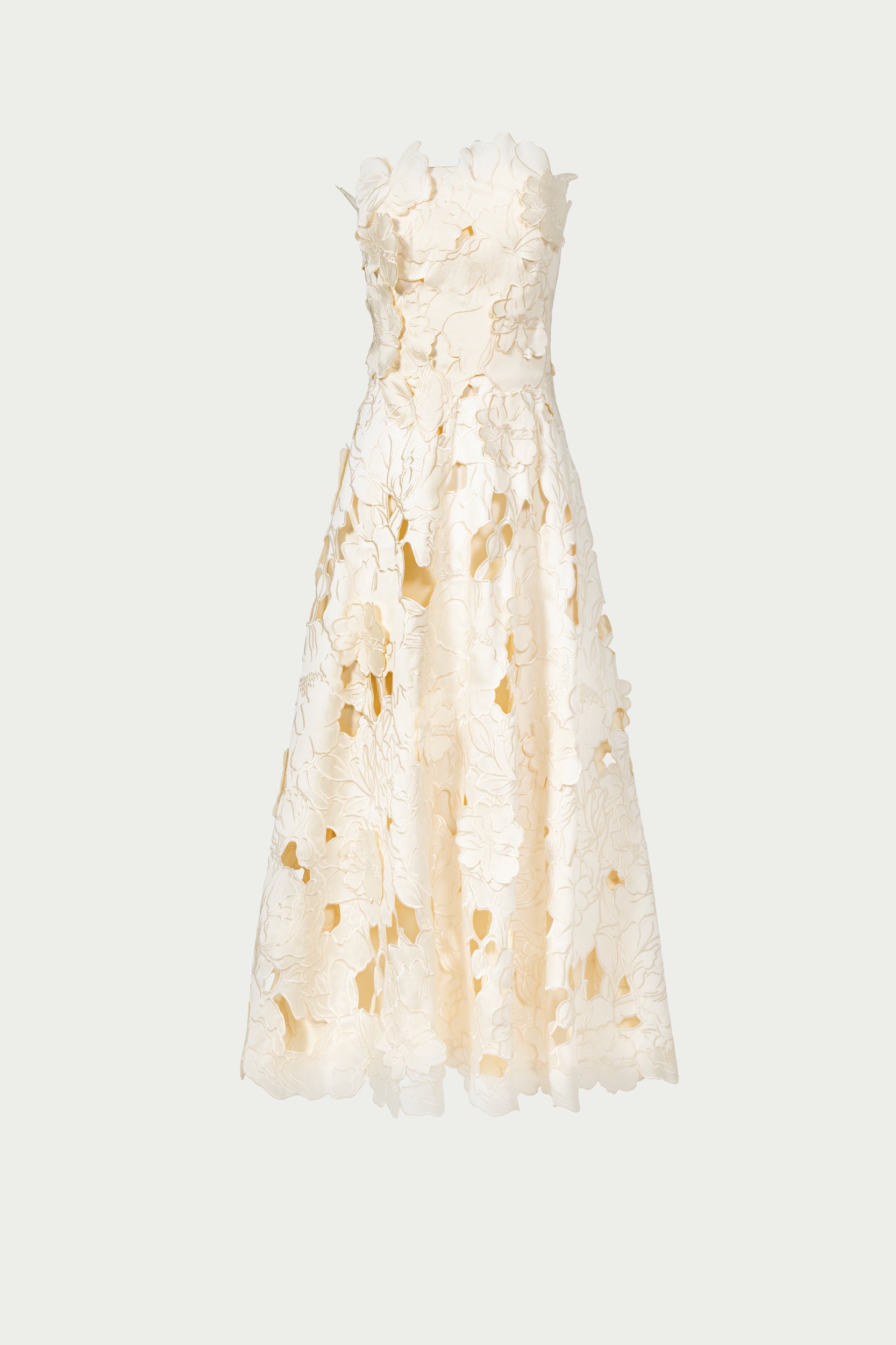 Brissa Satin Floral-Cut Midi Dress