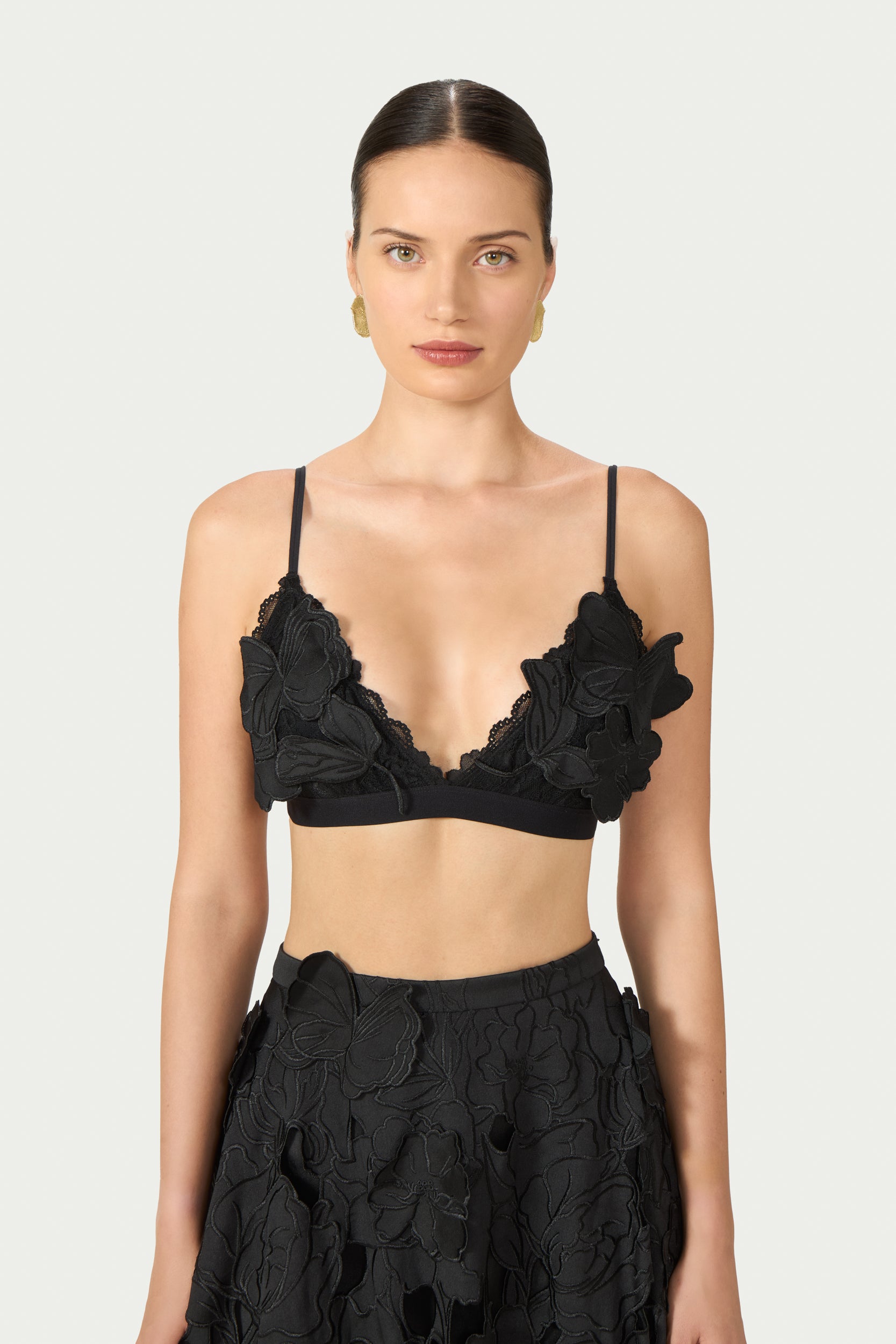 Lex Floral-Cut Satin Bralette