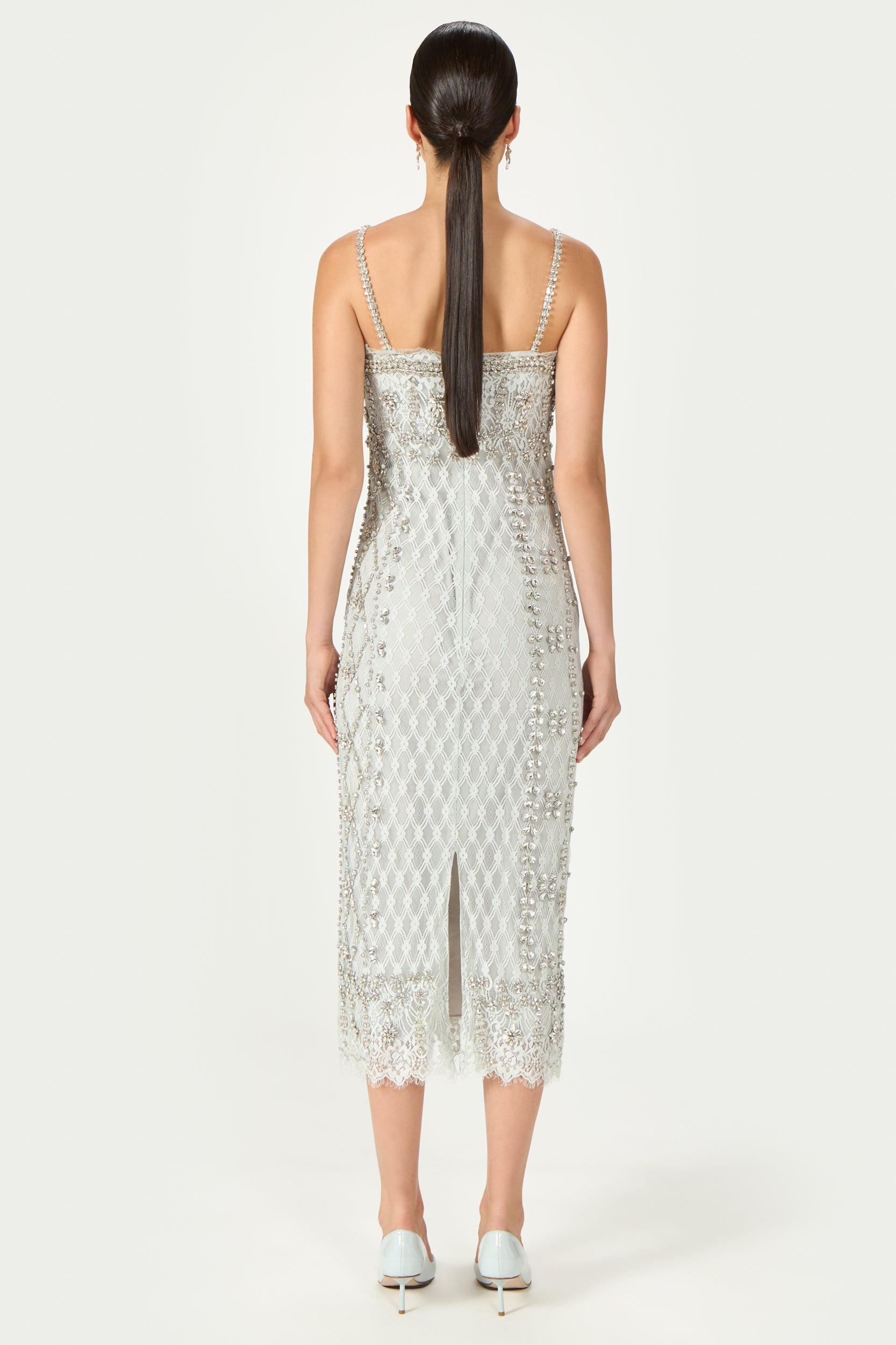 Leona Beaded French Lace Cami Midi Dress